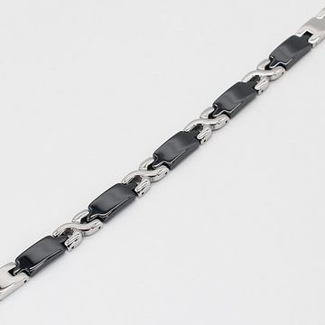 ELLAWIL Collier-Set Halskette Damenhalskette Schmuckset Kette Collier & Armband (aus schwarzer Keramik mit silberfarbenen Edelstahl, Kettenlänge 48 cm, Armbandlänge 21 cm, Breite 6 mm), inklusive Geschenkschachtel