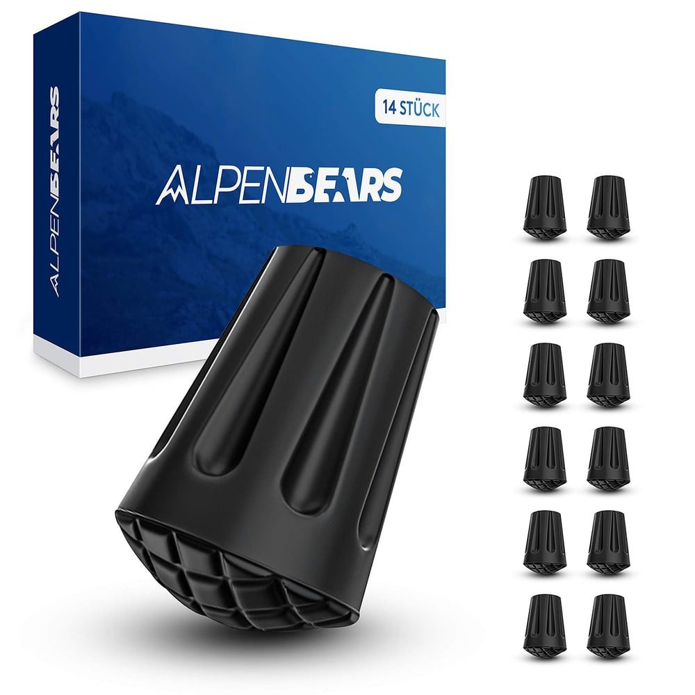 Alpen Bears Wanderstock Gummipuffer Pads für Trekkingstöcke 14 St., Amatopia Wanderstöcke Terrain Sicherheit Halt Gebirge Wandern Kies