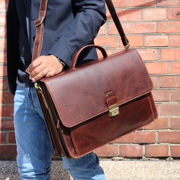 BACCINI Laptoptasche »LUCA«, Aktentasche 15,4 Zoll echt Leder Herren, Aktentasche braun-cognac