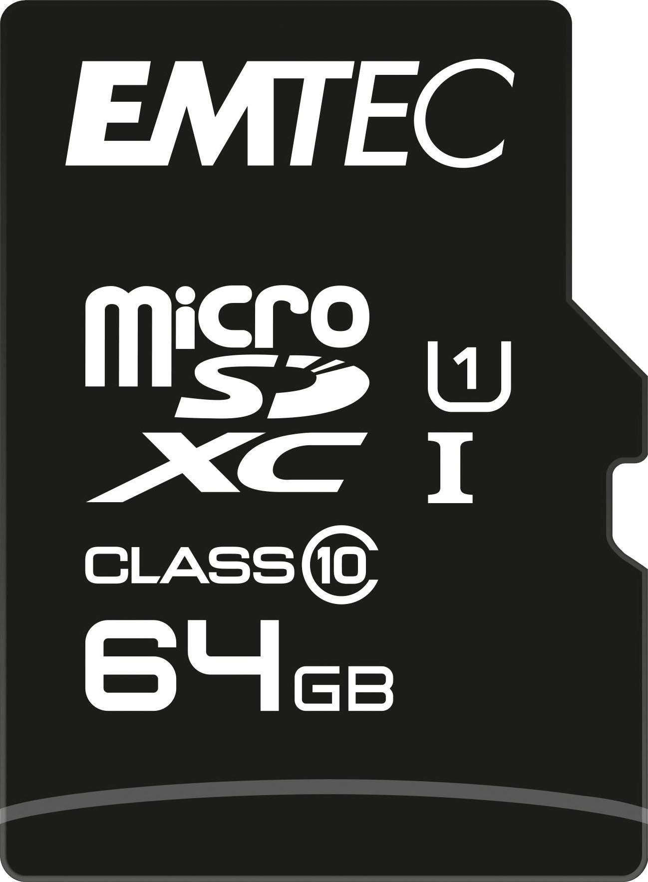 EMTEC microSD UHS-I U1 EliteGold Speicherkarte (64 GB, Class 10, 85 MB/s Lesegeschwindigkeit, inkl. SD-Karten-Adapter)
