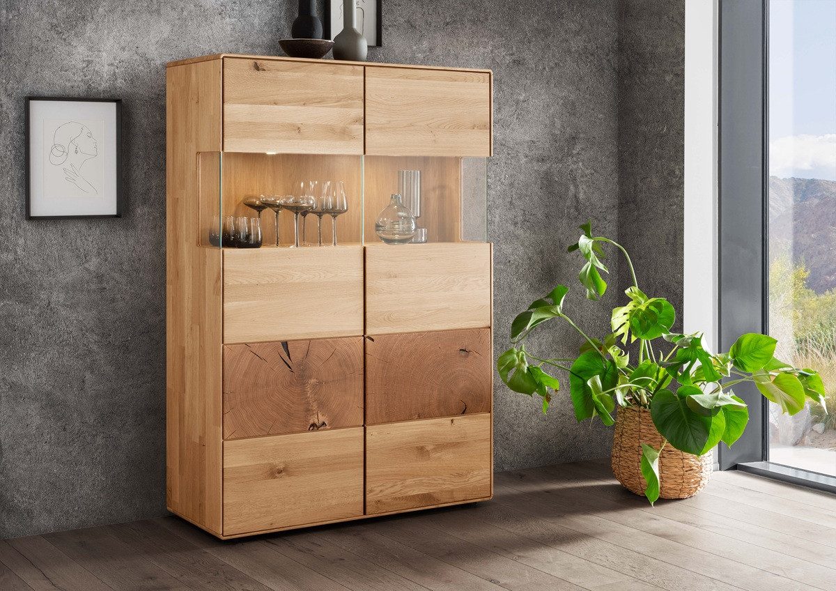 Main Möbel Highboard Highboard 100x145cm "Belfast" Wildeiche massiv