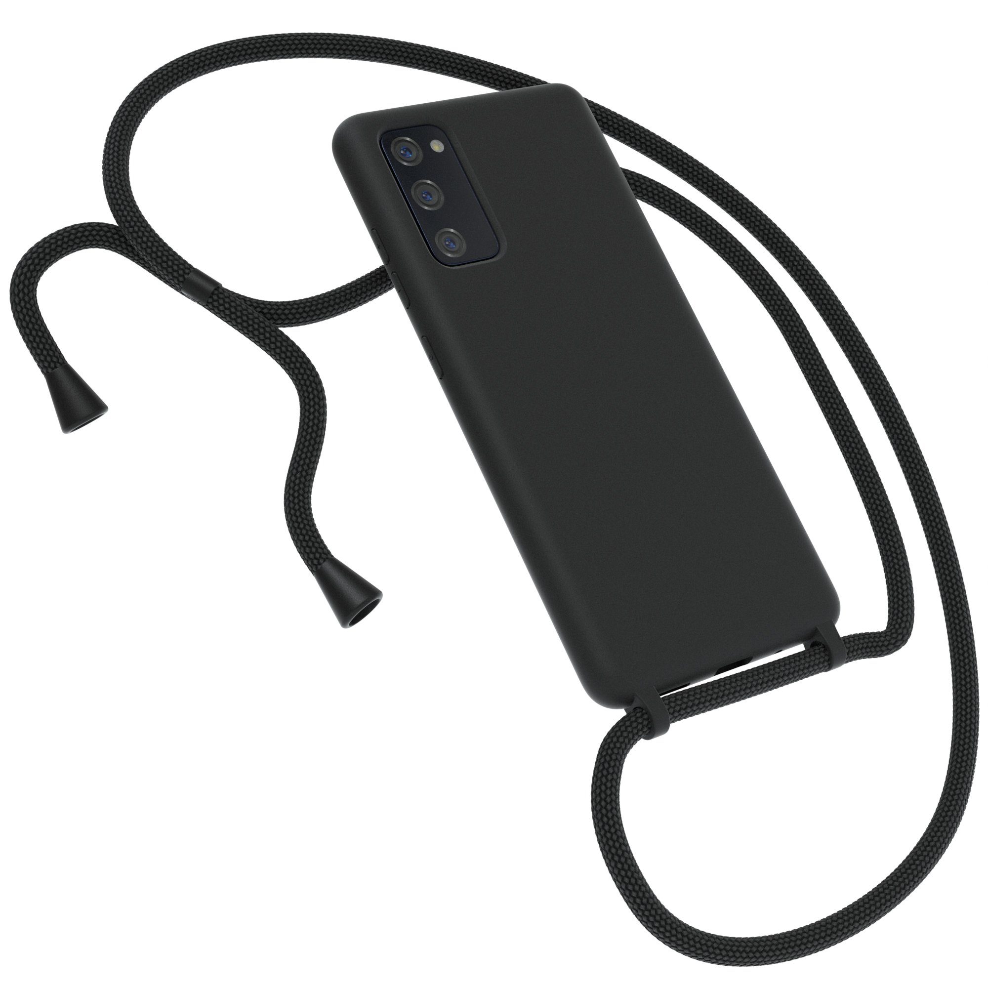 EAZY CASE Handykette Silikon Kette für Samsung Galaxy S20 6,2 Zoll, Kette zum Umhängen für Unterwegs Umhängeband Kordel Handyhülle Schwarz