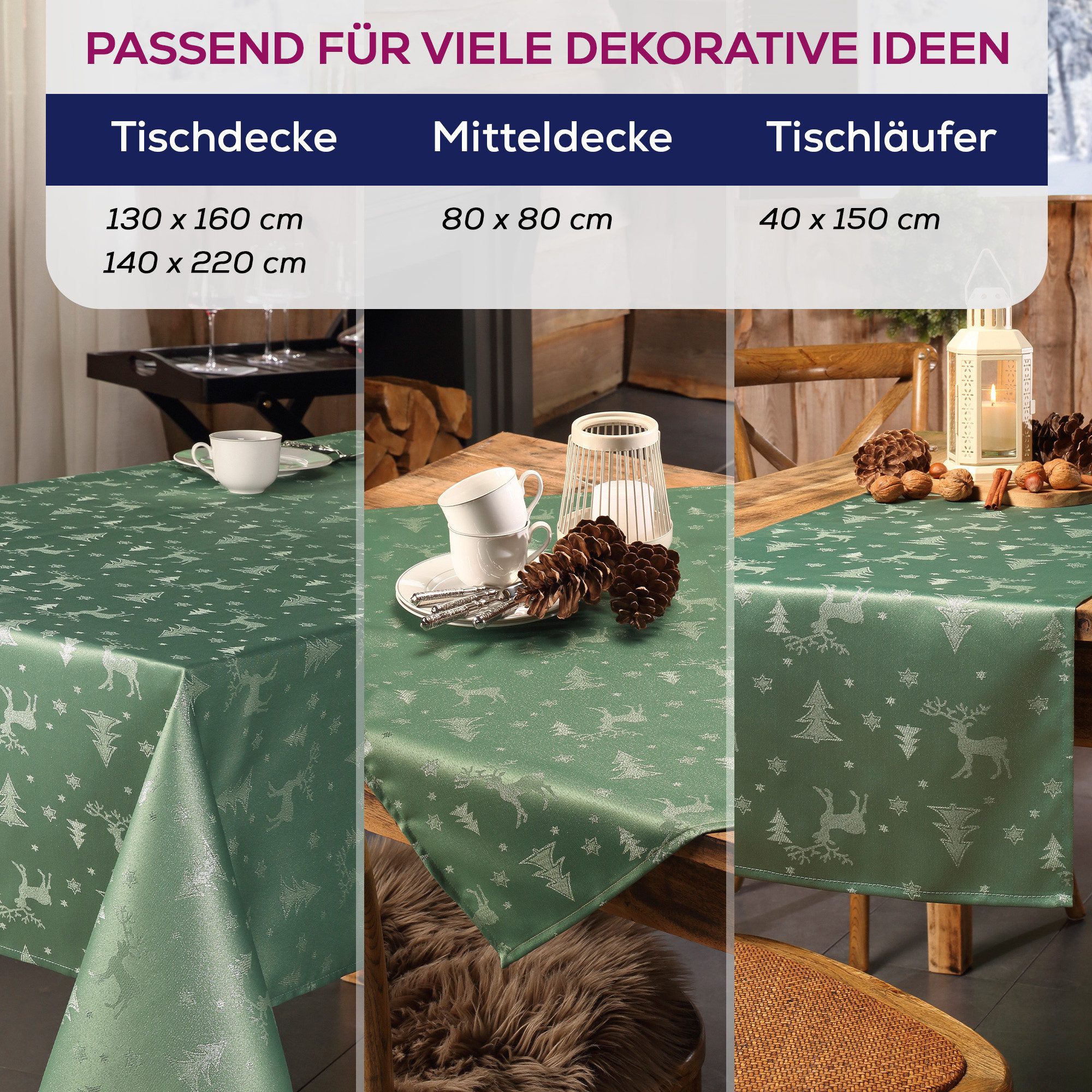 Beautex Tischdecke Lurex Tischdecke Weihnachten, Silber Gold glänzend, Weihnachtstisch (1-tlg)