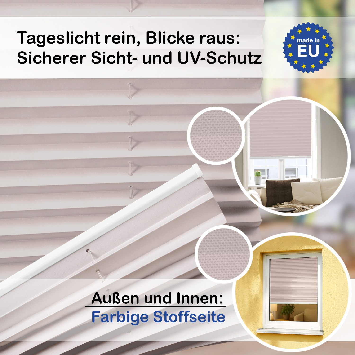 Rikmani Plissee Klemmfix ohne Bohren Rosé 40x100 cm, blickdicht, Klemmfix, Sichtschutz, Sonnenschutz, einfache Montage, Stufenlos verstellbar – Bild 2 von 5