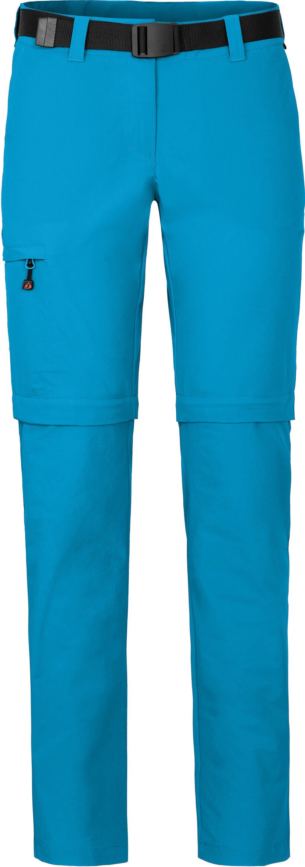 Bergson Zip-off-Hose BENNETT Zipp-Off (slim) Damen Wanderhose, vielseitig, pflegeleicht, Kurzgrößen, Ozean blau