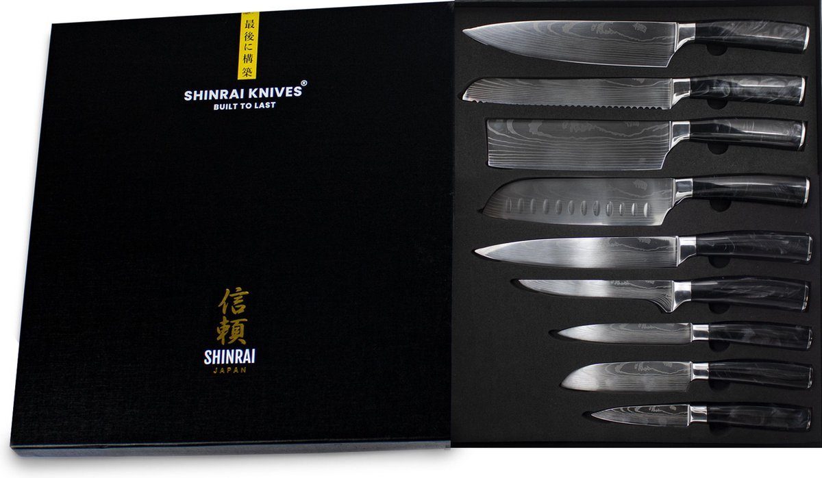 Messer, Set Messerset Shinrai - Japanisches Japan Detail Messer-Set bis Küchenmesser - Handgefertigt ins 9-teiliges