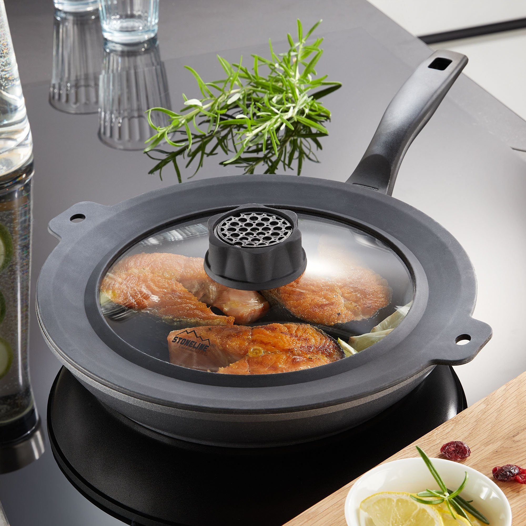 STONELINE Deckel Multifunktionaler Aroma-Glas mit Silikonrand, (3-tlg)