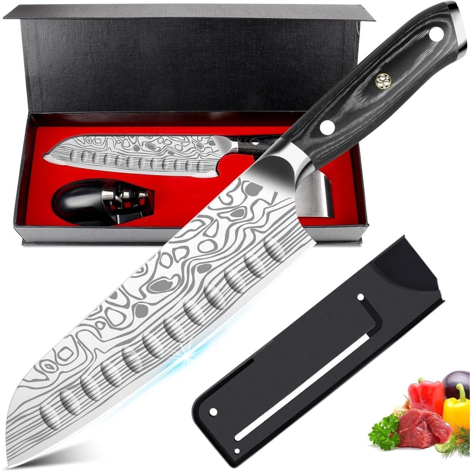 LuxusKollektion Santokumesser Santoku Messer 18cm Micarta Griff Edelstahl