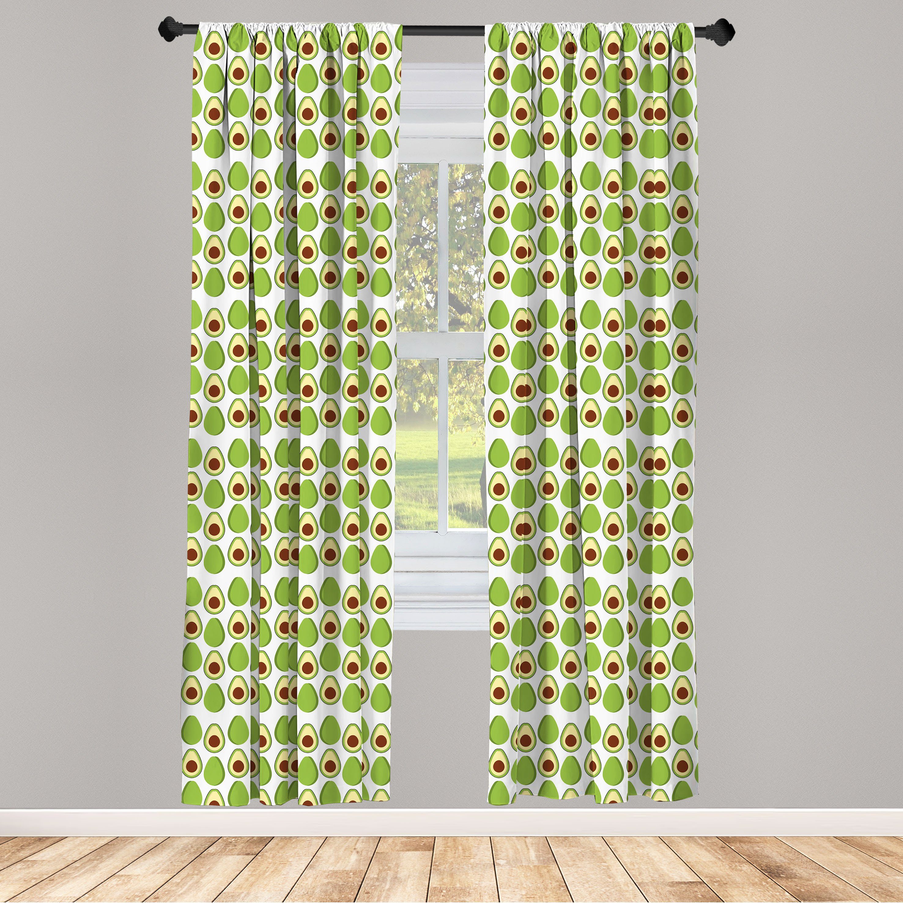 Gardine Vorhang für Wohnzimmer Schlafzimmer Dekor, Abakuhaus, Microfaser, Avocado Bunte Bio-Lebensmittel