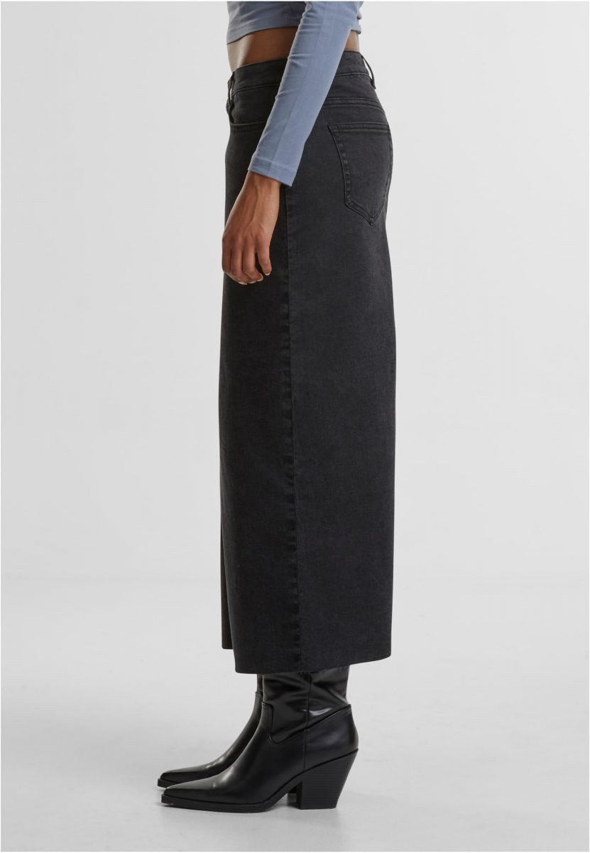 URBAN CLASSICS Sweatkleid Ladies High Slit Denim Skirt Jeansrock Damen