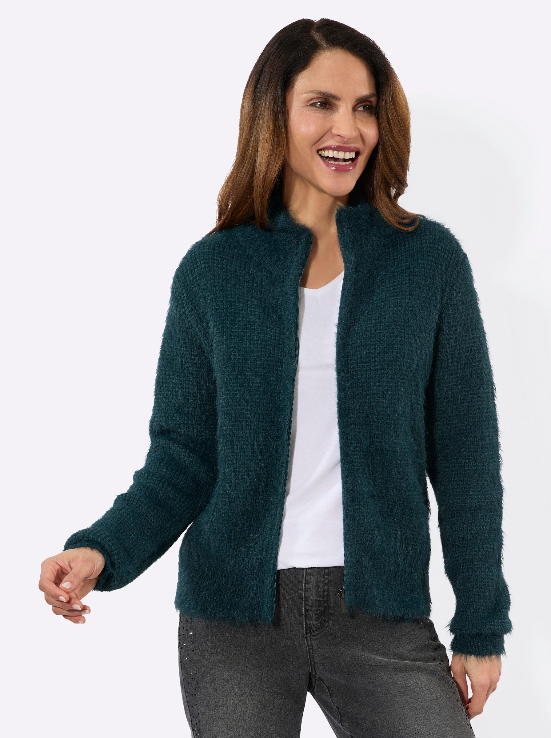 Strickjacke Strickjacke Langarm Rippoptik, Effektgarn