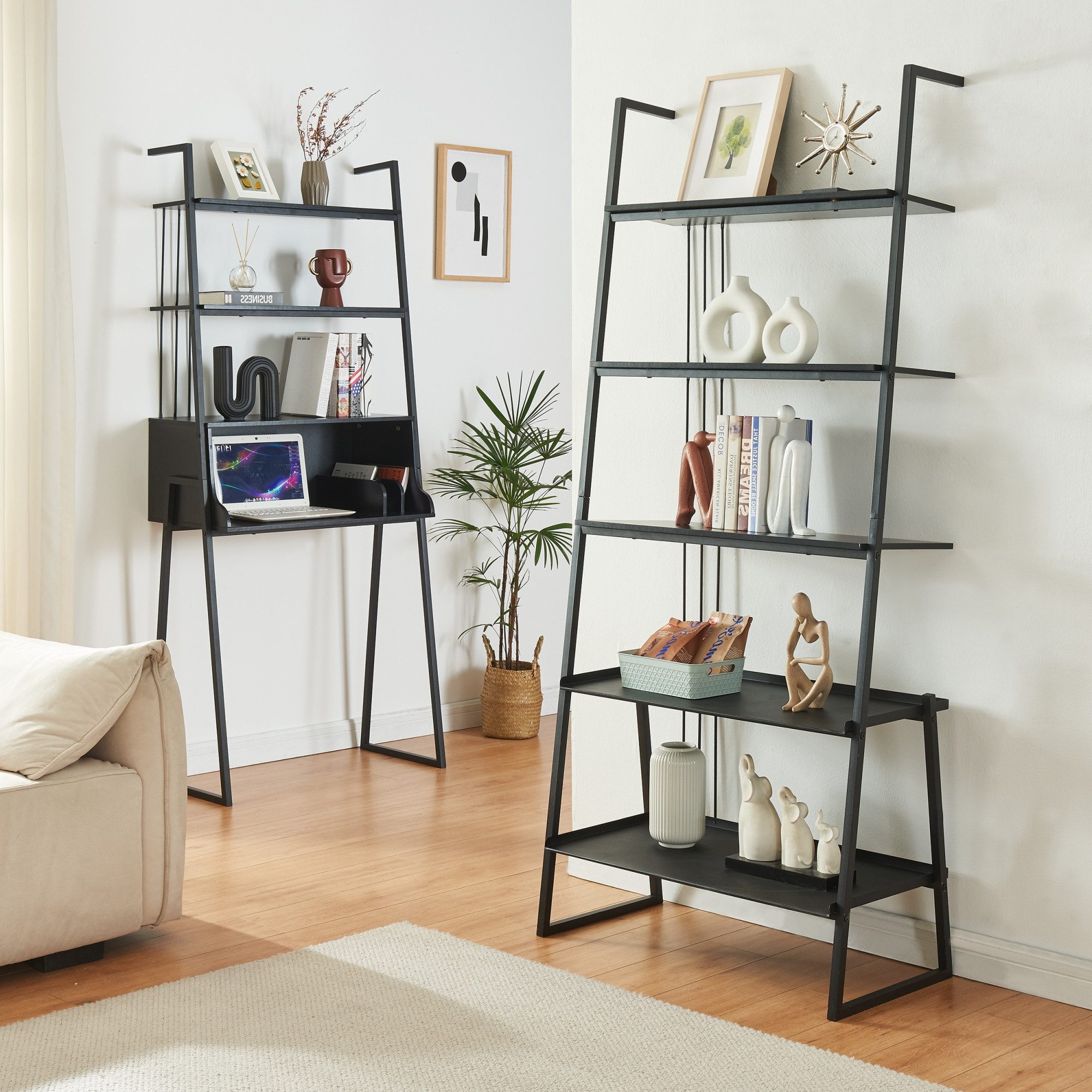 en.casa Büromöbel-Set, (2-teilig), »Storfjord« Schwarz