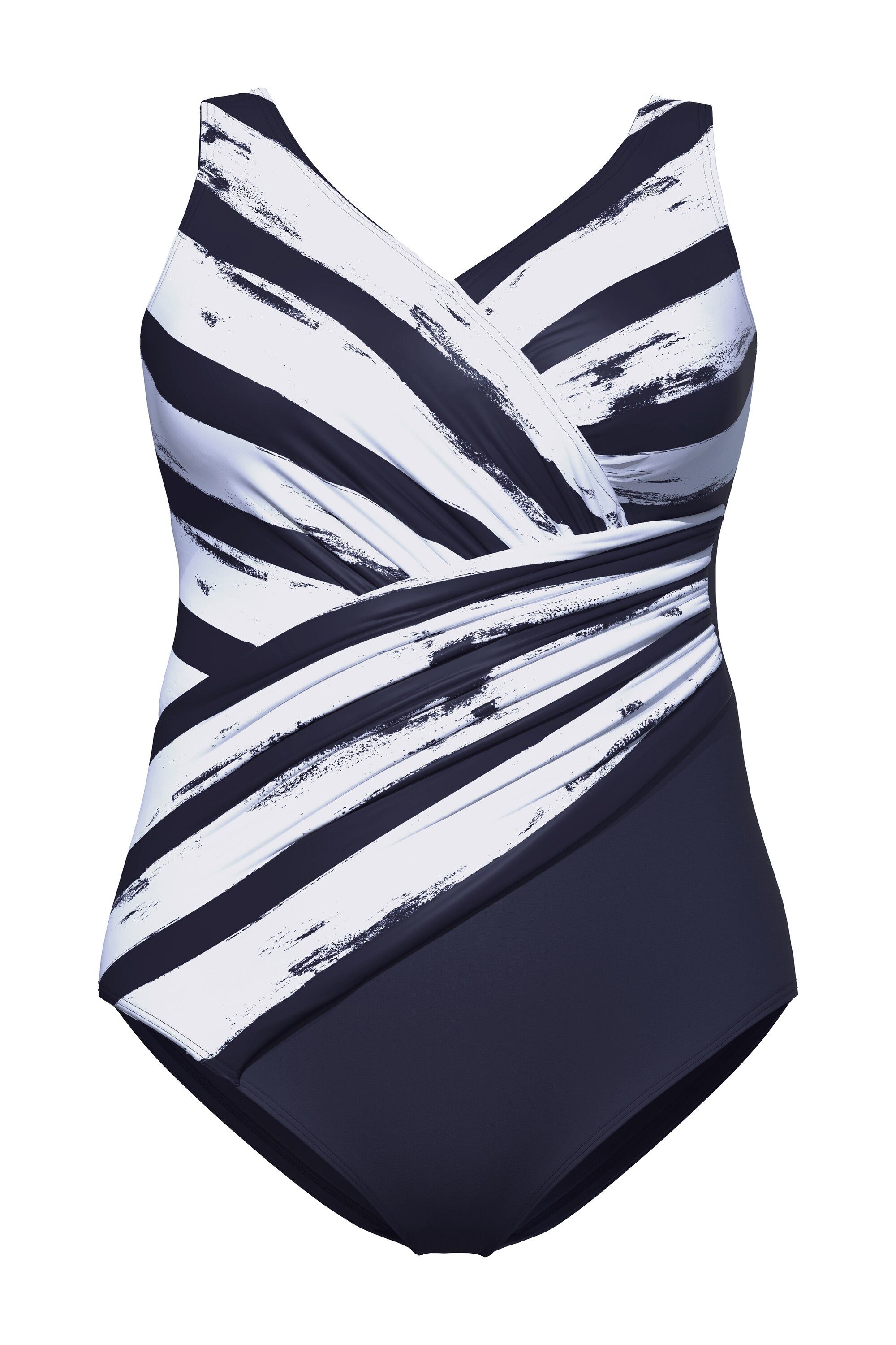 Ulla Popken Badeanzug Badeanzug Streifen Softcups Drapierung recycelt günstig online kaufen