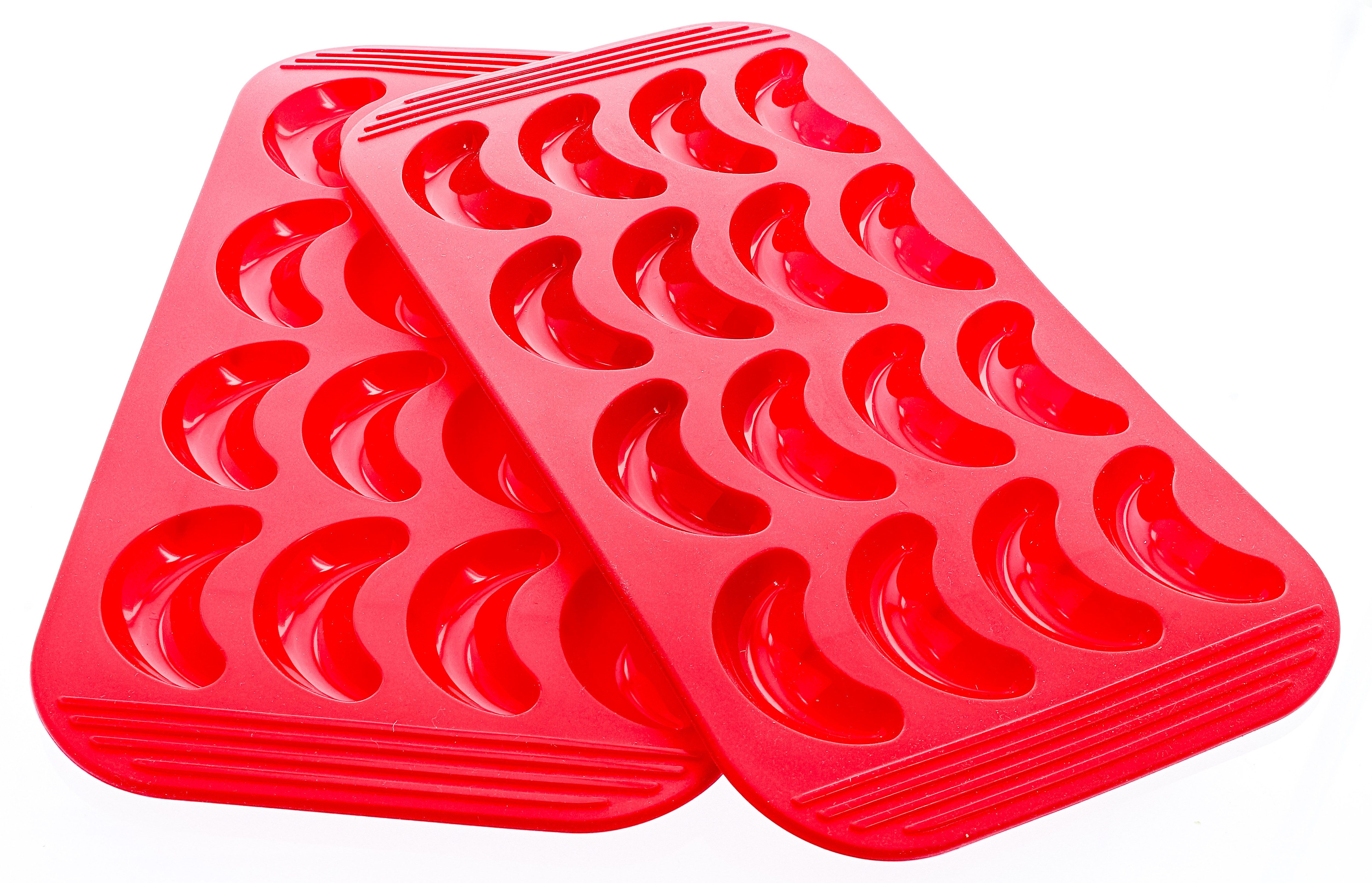Coolinato Backform Coolinato Silikon Vanillekipferl Set 2tlg. ROT, inkl. Teigschaber