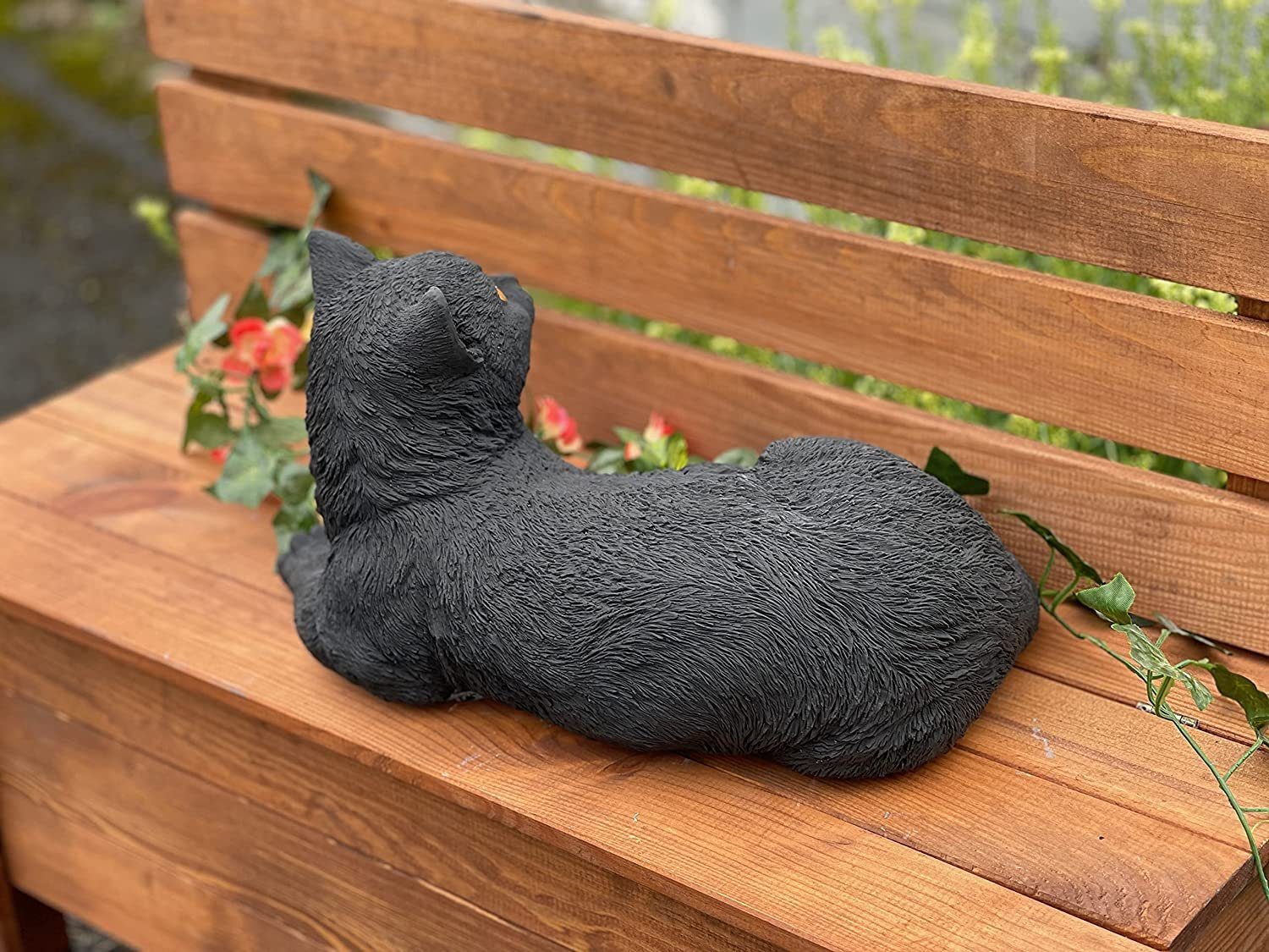 Stone Steinfigur schwarze Salem Style Katze and Gartenfigur