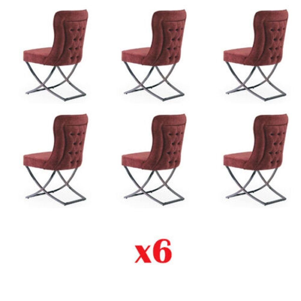 JVmoebel 6x Polsterstuhl Esszimmerstuhl, Stuhl italienischer Stühle Edelstahl EssZimmer Design