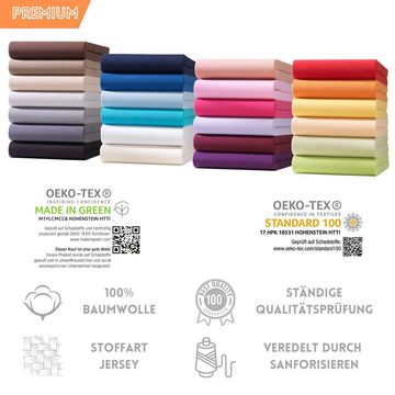 Spannbettlaken Jersey-Bettlaken aus 100% Baumwolle, Hometex Premium Textiles, Gummizug: rundum, Viele Größen, vielseitige Nutzung