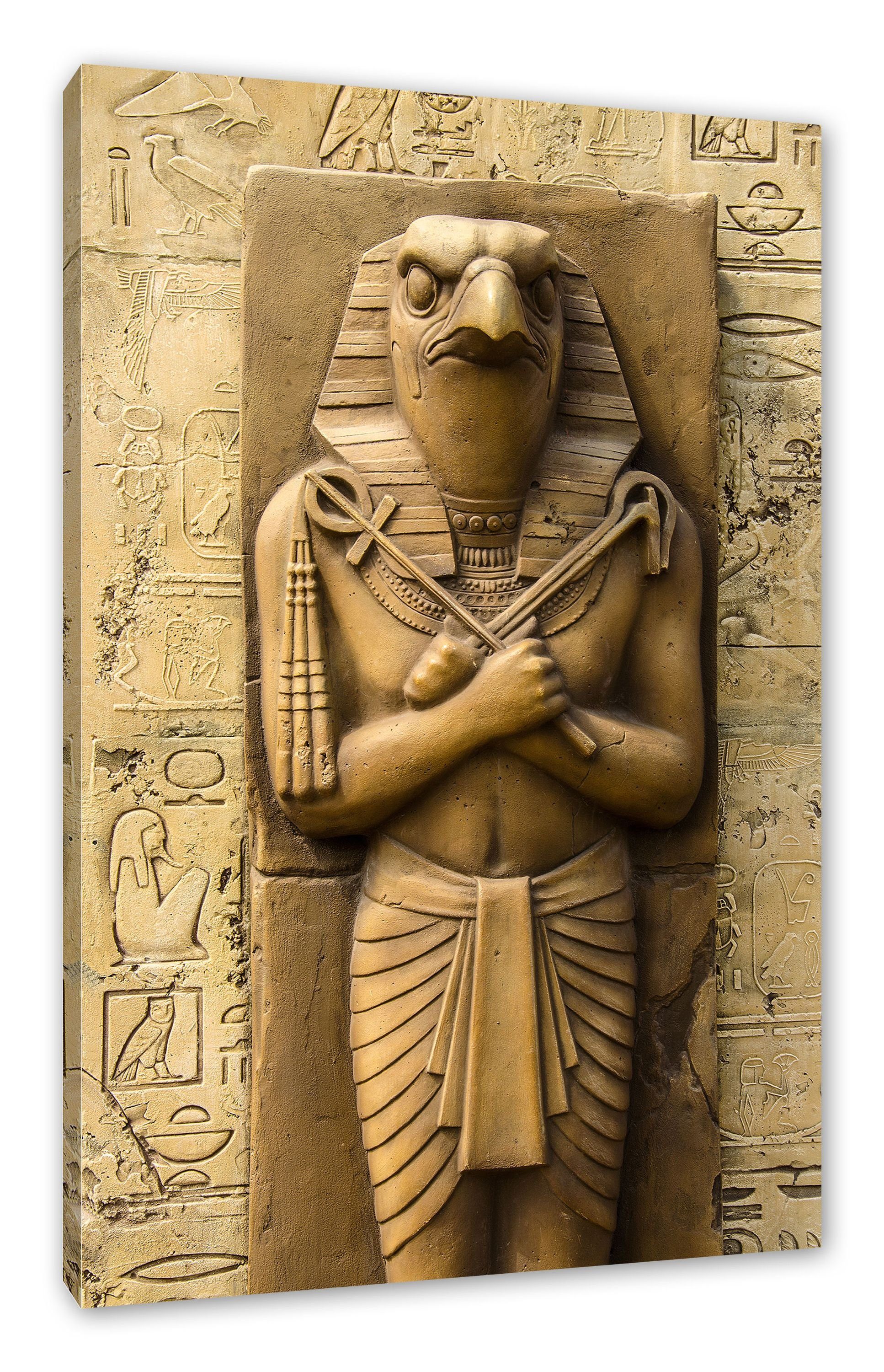 Pixxprint Horus fertig Leinwandbild Horus, Ägyptischer Ägyptischer Gott Zackenaufhänger St), (1 inkl. Gott Leinwandbild bespannt,