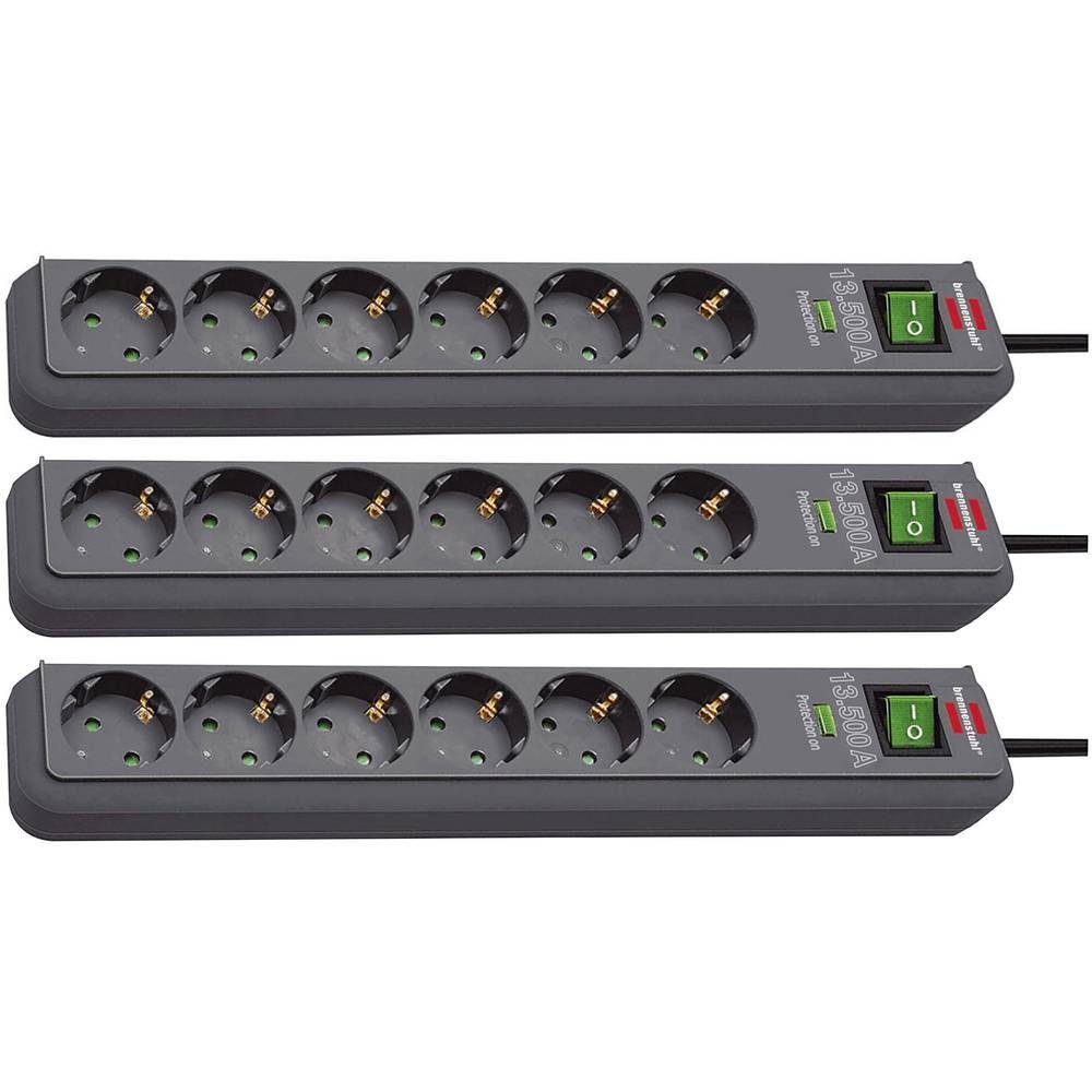 Brennenstuhl 6fach Schalter, Überspannungsschutz-Steckdosenleiste Überspannungsschutz, mit Steckdosenleiste, Berührungsschutz erhöhter