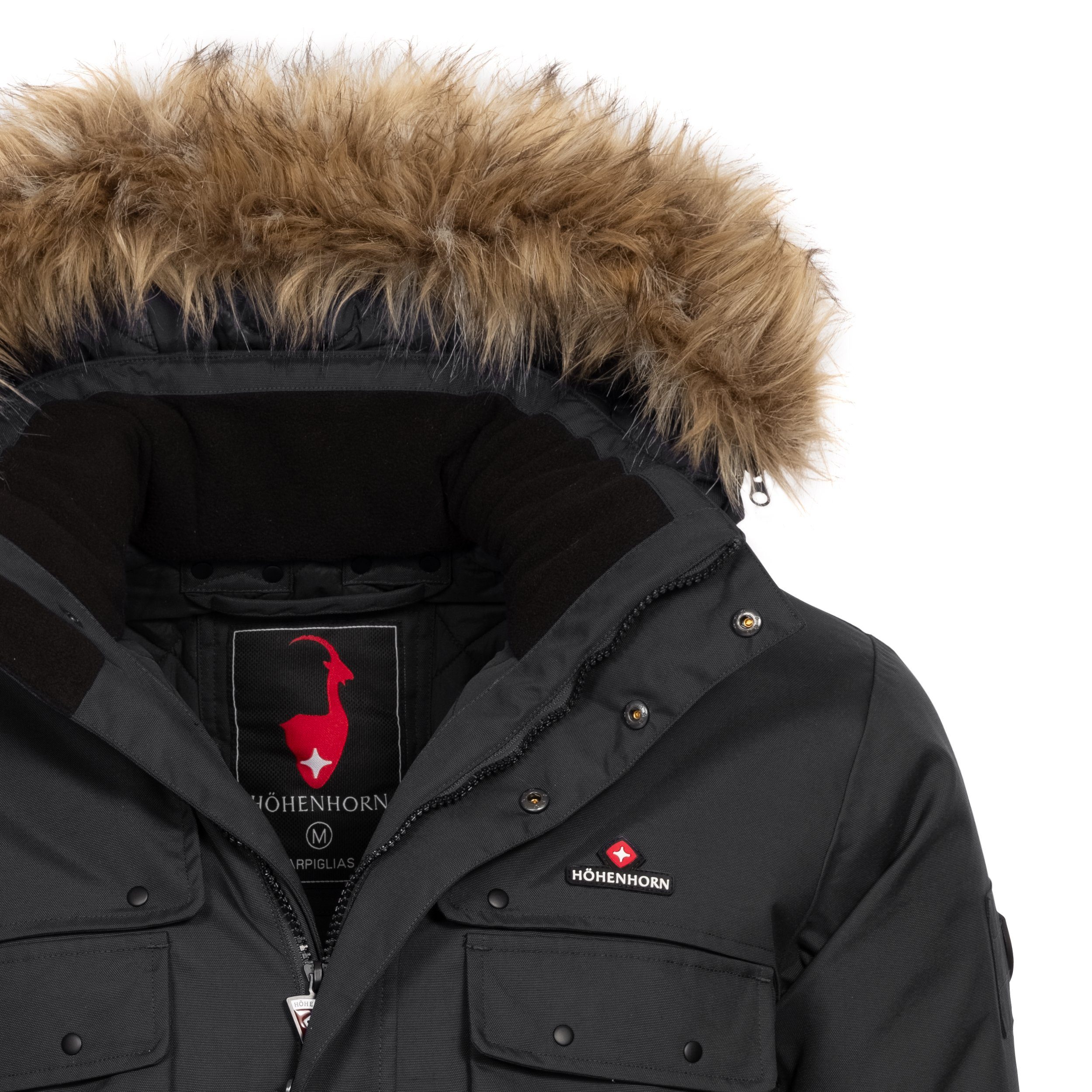 Heren herfst-winterjas Parka 8115 lang met bont en capuchon aan de