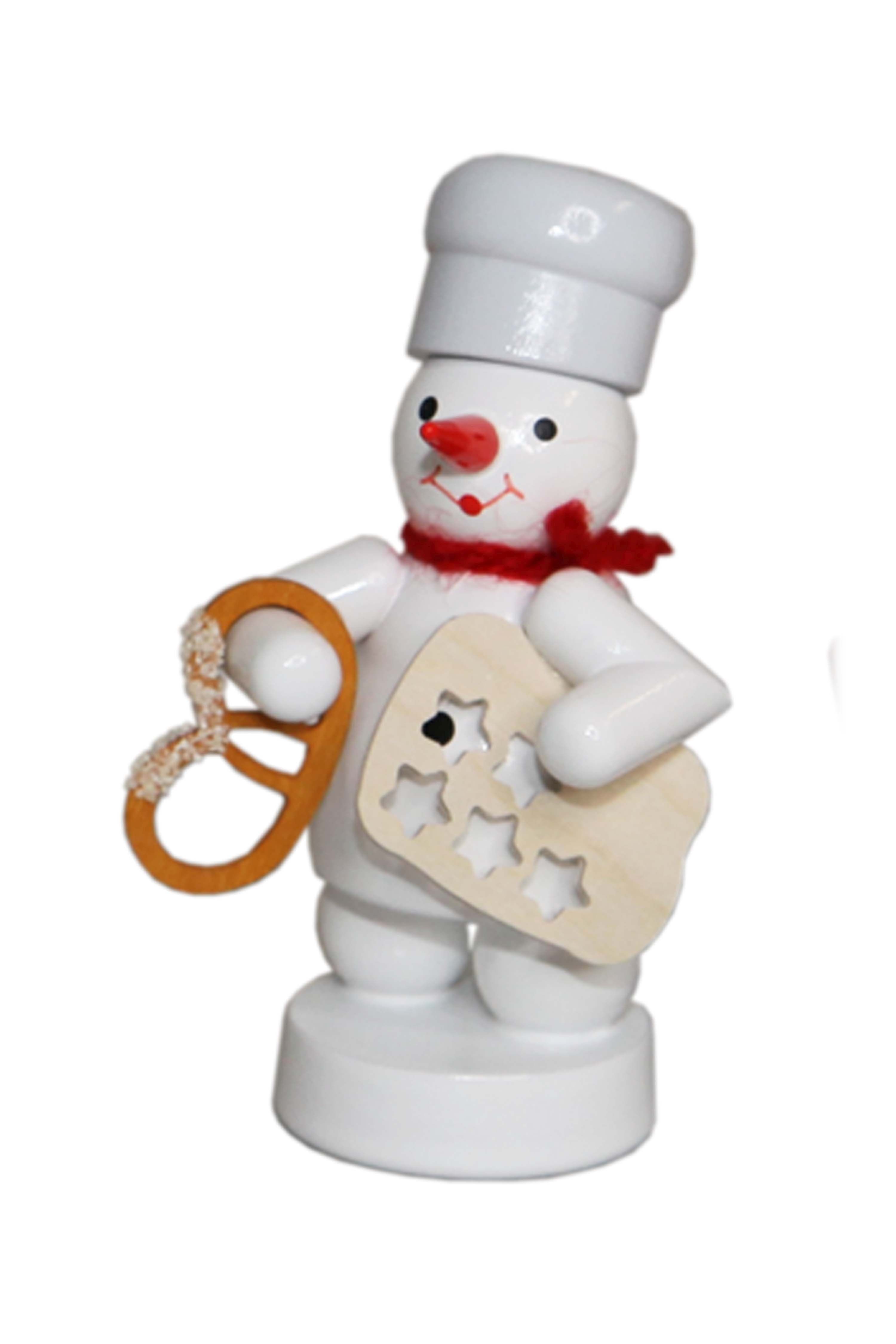 Schneemann Winterdekoration Schneemann mit Bäcker mit Brezel und Sternform Höhe