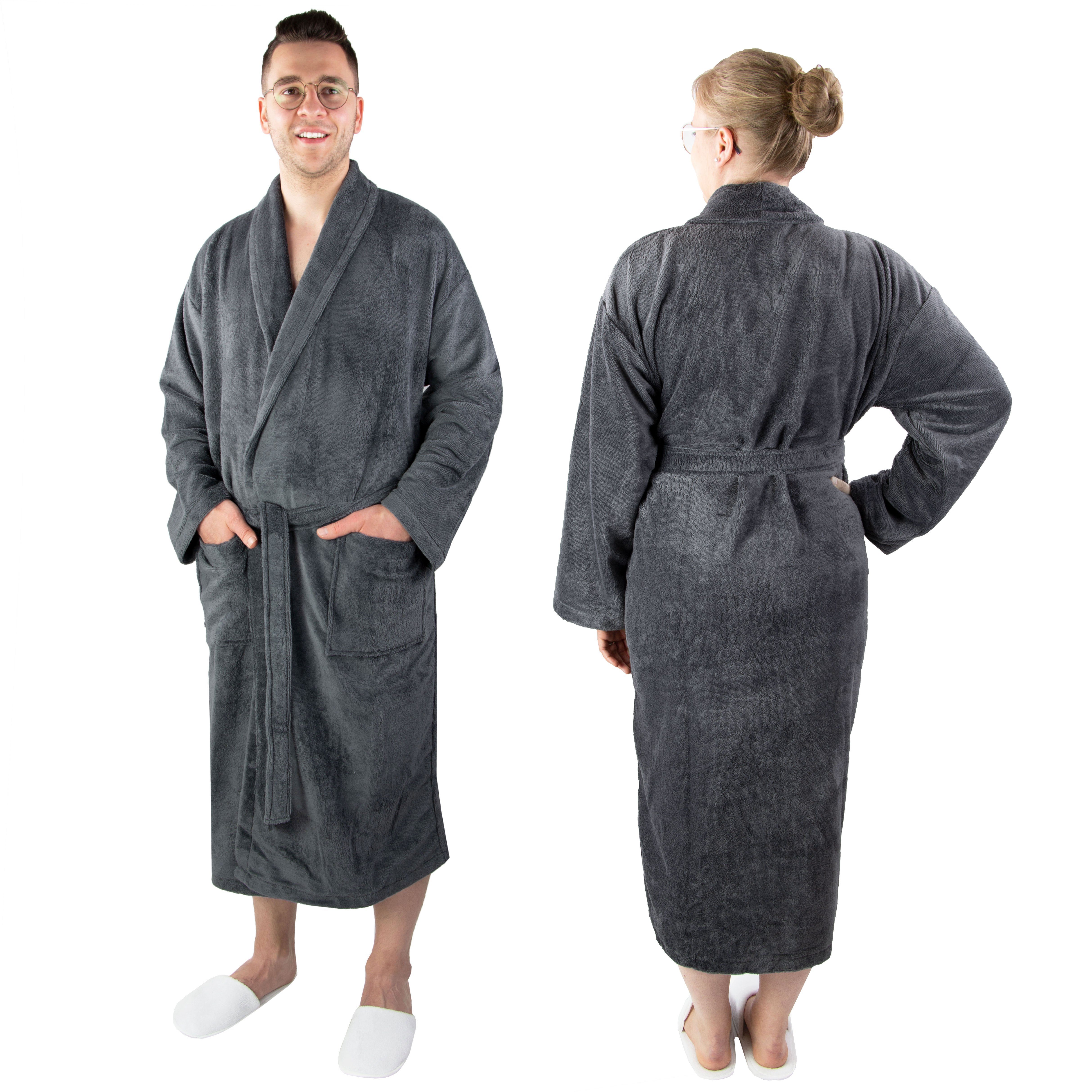 ZOLLNER Unisex-Bademantel, 100% Polyester-Velours / 100% Baumwolle,  Schalkragen, Gürtel, Schalkragen, 100% Polyester-Velours / 100% Baumwolle,  unisex, verfügbar in S-XXL