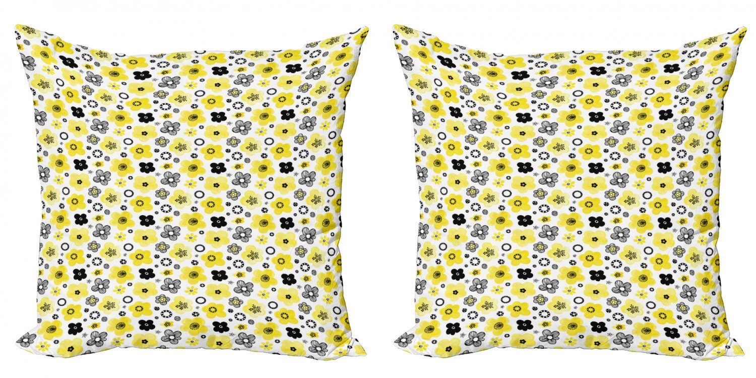 Kissenbezüge Modern Accent Doppelseitiger (2 Bicolor-Frühlings-Blumen Stück), Blumen Abakuhaus Digitaldruck