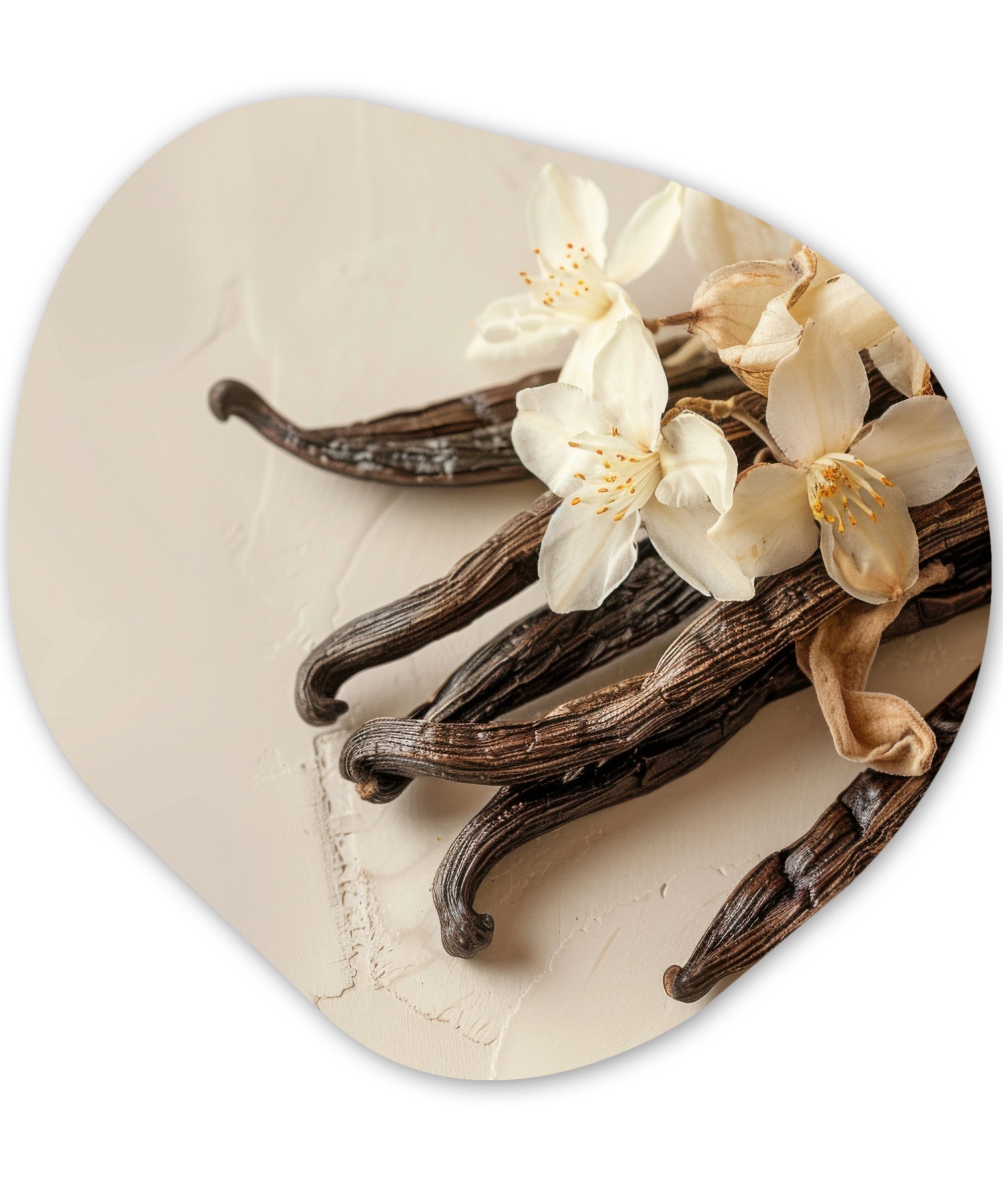 MuchoWow Gemälde Vanille - Geblümt - Beige, Fotodruck (1 St), Wandbild Abstrakt, Wohnzimmer Schlafzimmer Wanddekoration, 40x40 cm