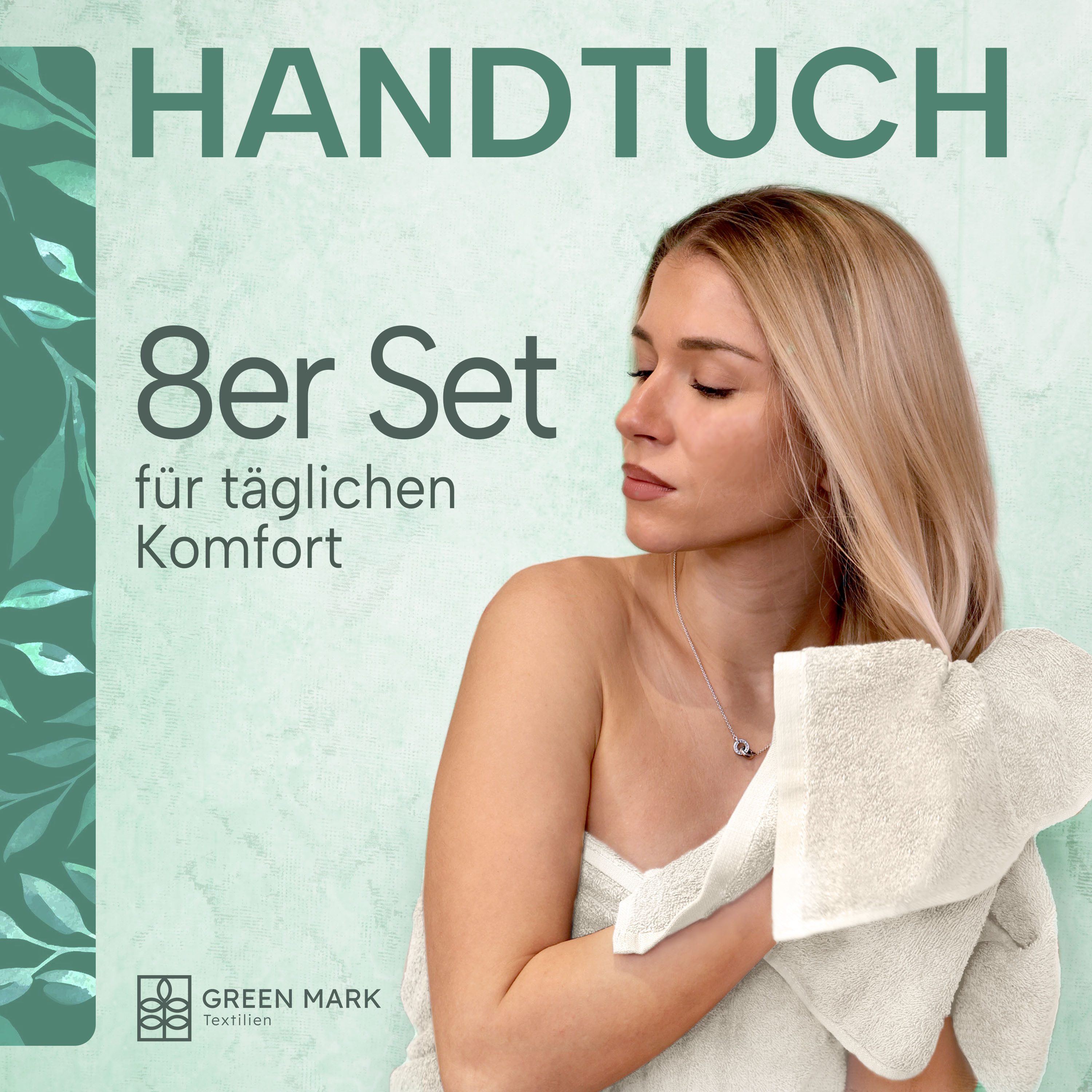 NatureMark Handtücher 8er-Sparpack Handtücher 50x100cm, Baumwolle (8-St), 8X Handtücher, 100% Baumwolle, Naturweiß, 50 x 100cm