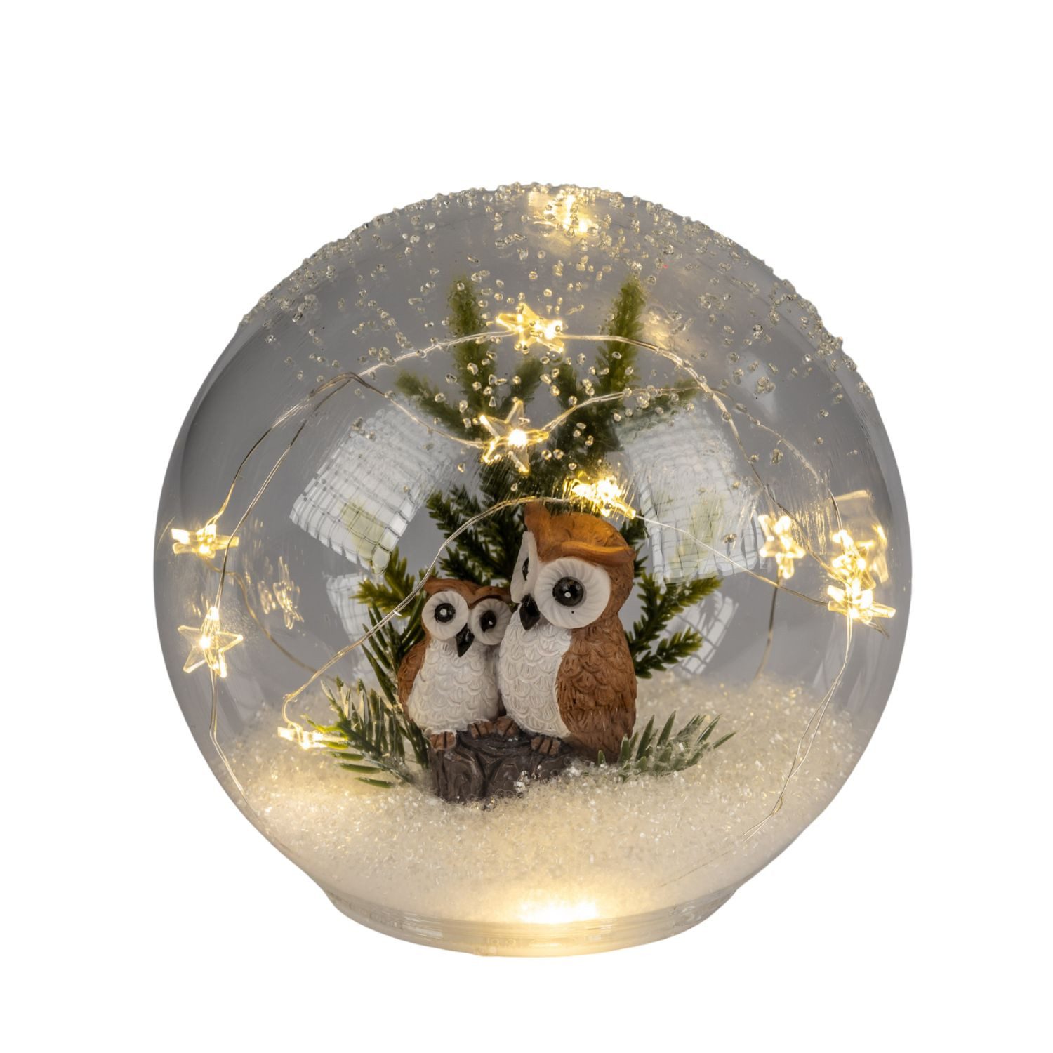 formano LED Kugelleuchte Winterlandschaft, LED, Mit Timerfunktion, Transparent, Eule, H: cm