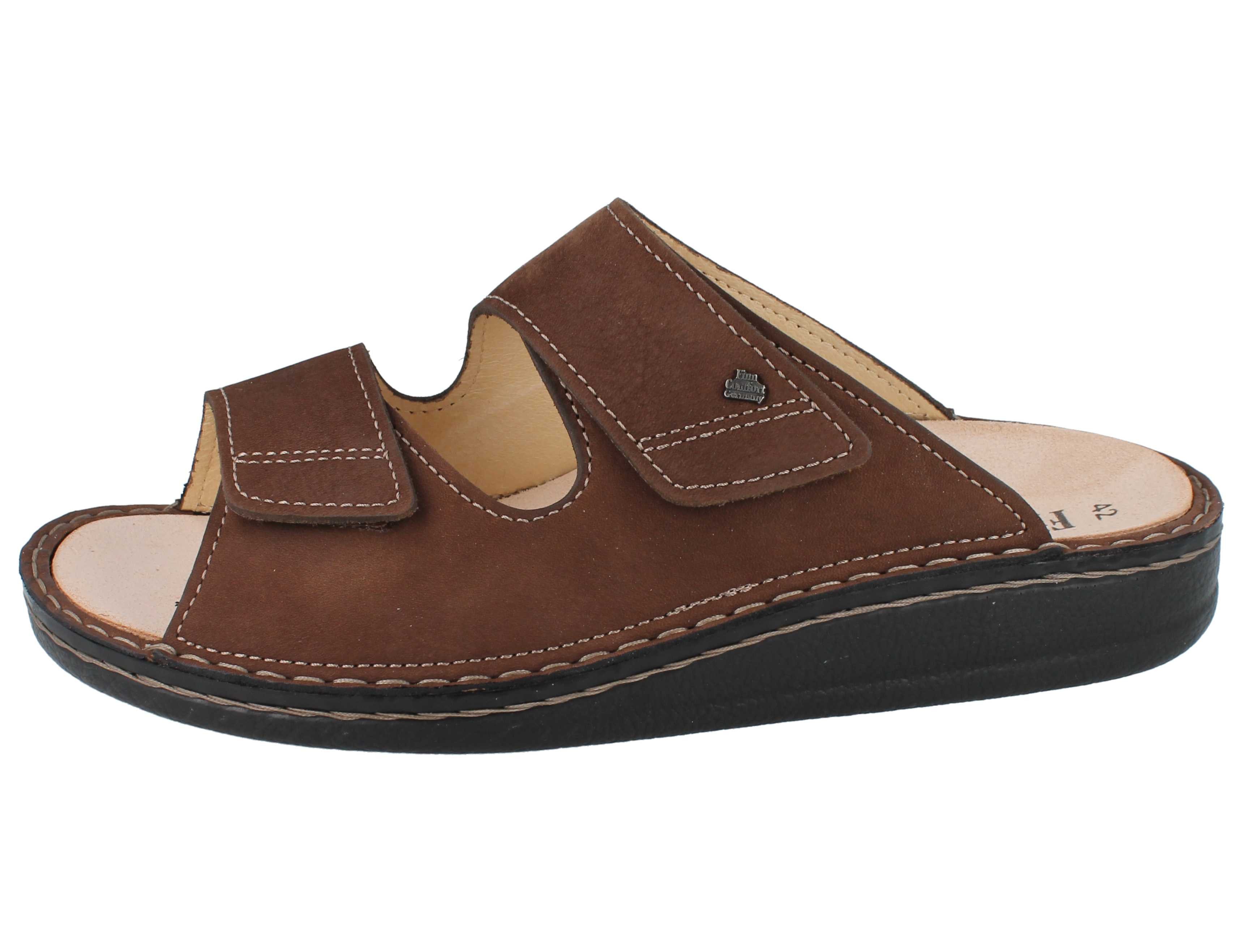 Finn Comfort FINN COMFORT Riad Herren Pantolette nussbraun Nubukleder - Größe: 42 Hausschuh Wechselfußbett
