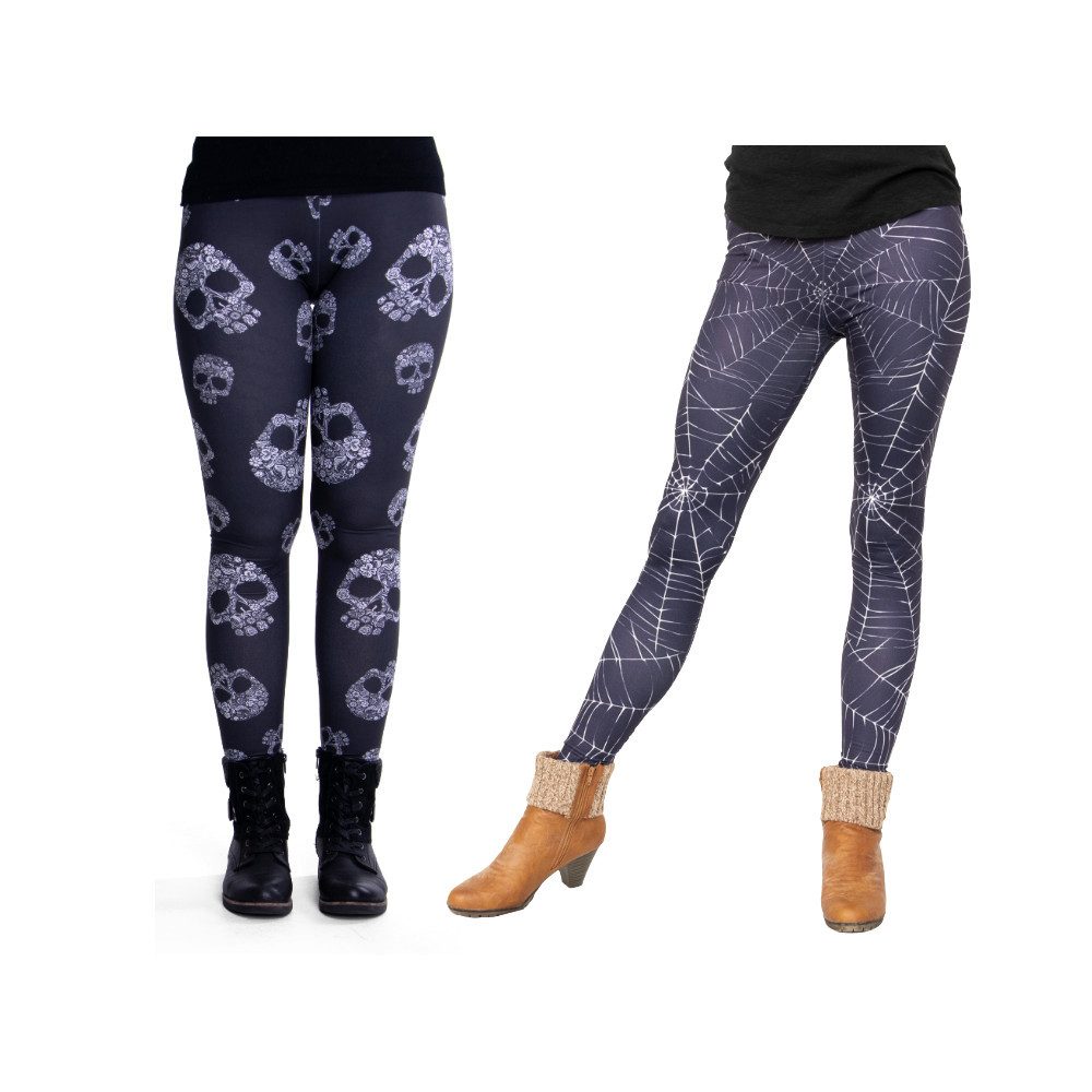 cosey Leggings Leggings Set Halloween M-L Totenschädel & Spinnweben (Leggin günstig online kaufen