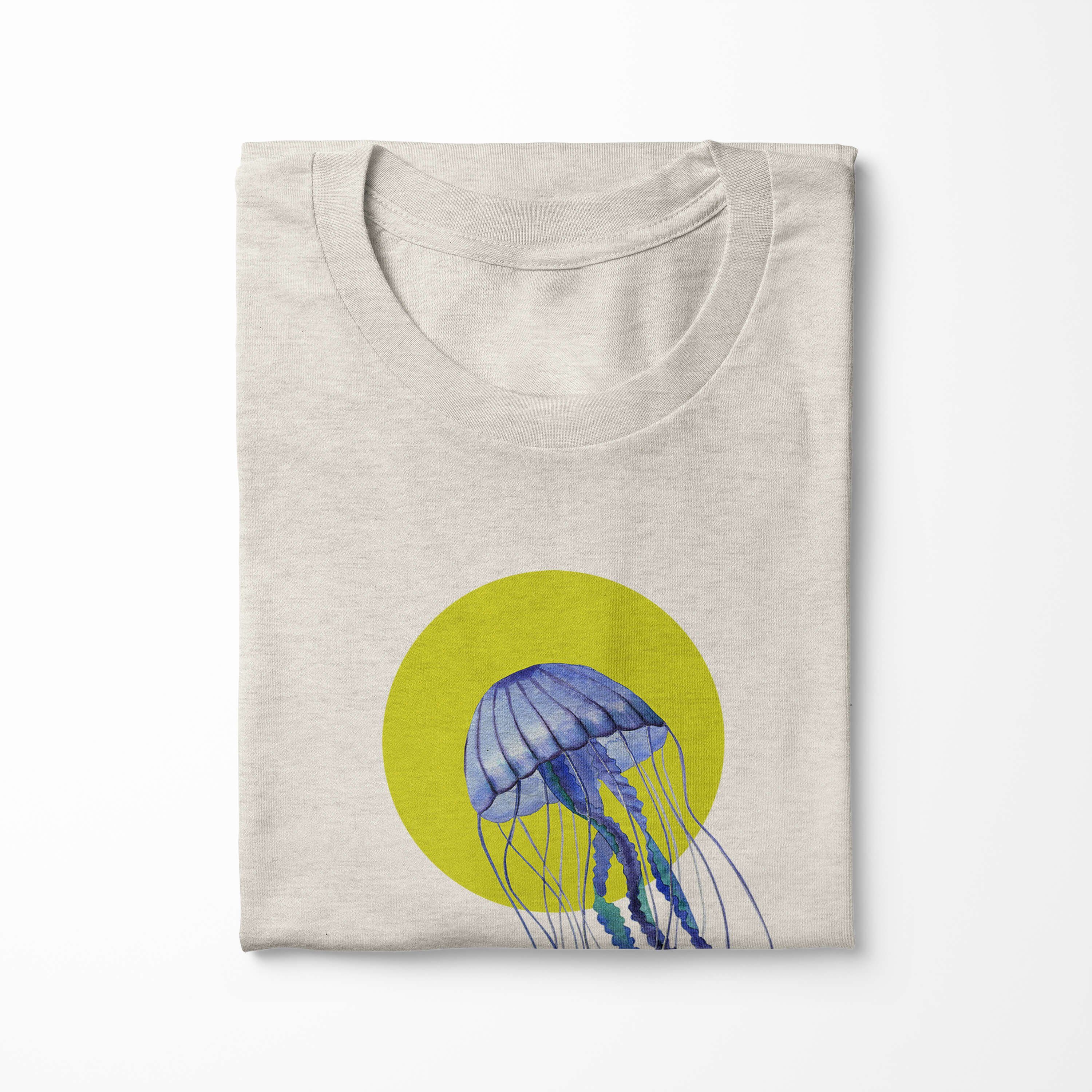 Nachhaltig T-Shirt T-Shirt aus Art Sinus Motiv 100% Herren (1-tlg) Wasserfarben gekämmte Qualle Shirt e Bio-Baumwolle Ökomode