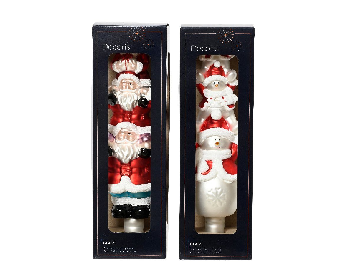 Kaemingk Christbaumspitze, Christbaumspitze Glas 31cm 1 Stück sortiert - rot / weiß