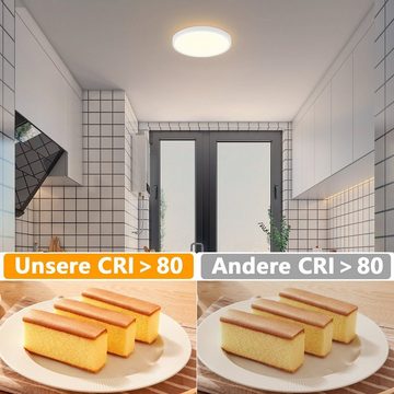 ZMH LED Deckenleuchte IP44 Wasserdicht Modern einfache Selbstmontage Schlafzimmer, Hochwertige Design, LED fest integriert, 3000k, Nicht Dimmbar, weiß