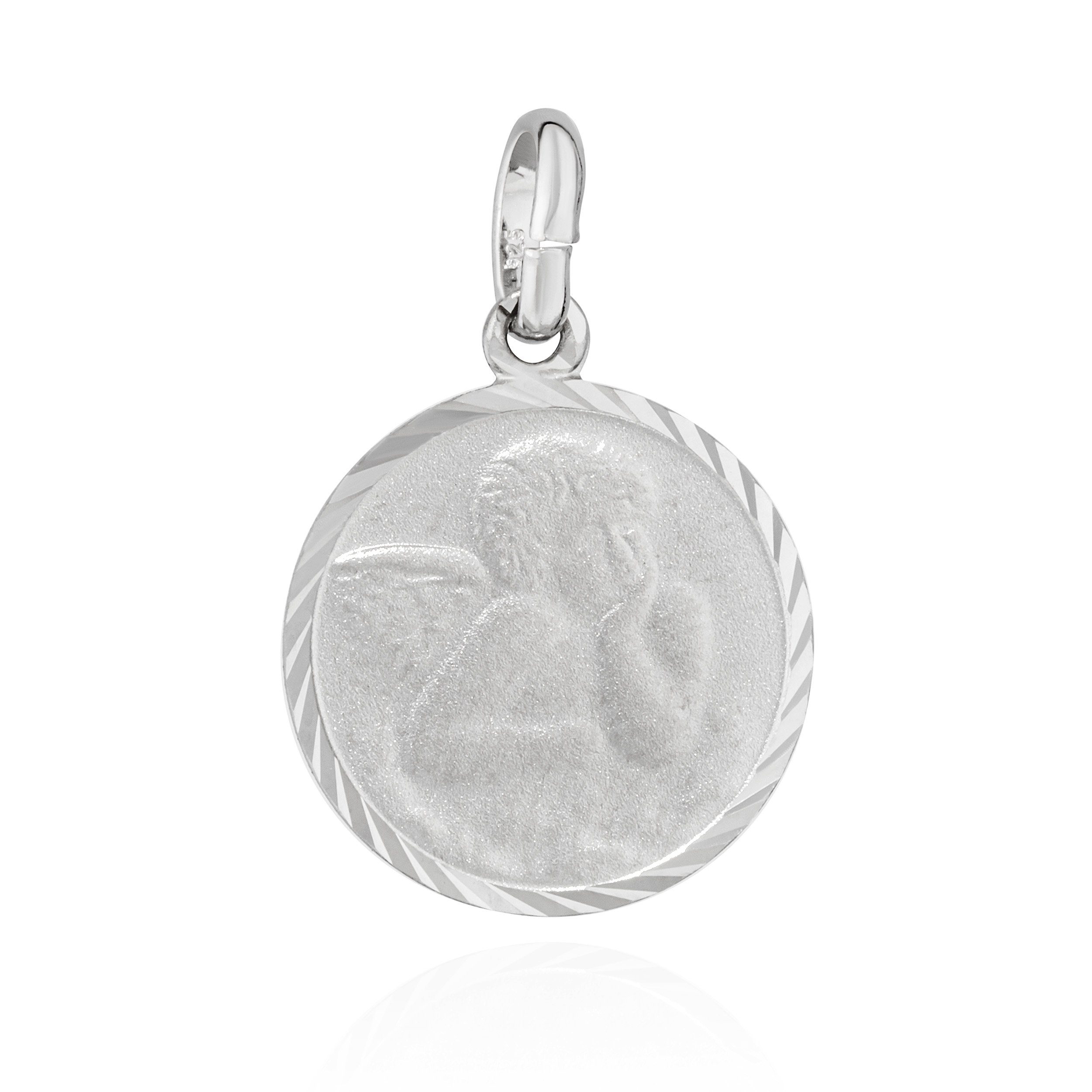 Kettenanhänger Kettenanhänger Schutzengel 925 Silber diamantiert 12,5mm Talisman teil