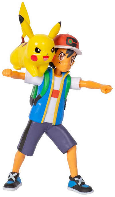 Jazwares Merchandise-Figur Pokémon - Battle Feature Figuren Pack - Ash & Pikachu, (Set, 2-tlg)