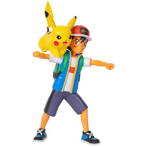 Jazwares Merchandise-Figur Pokémon - Battle Feature Figuren Pack - Ash & Pikachu, (Set, 2-tlg)