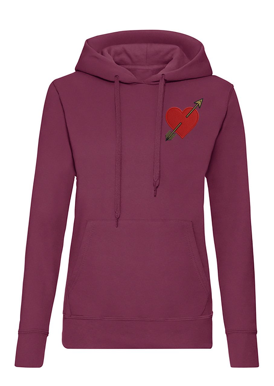 Blondie & Brownie Hoodie Damen Hoodie Herz Pfeil Patch Kapuzenpullover Love Symbol Freizeit (Einzelstück, Einzelartikel) Liebespfeil Brustpatch Damenhoodie