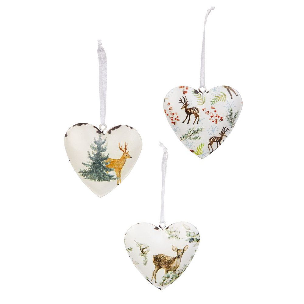 MICA Adventskranz Dekohänger Herzen mit Hirsch - ca. 6,5 cm - 3 Stück günstig online kaufen