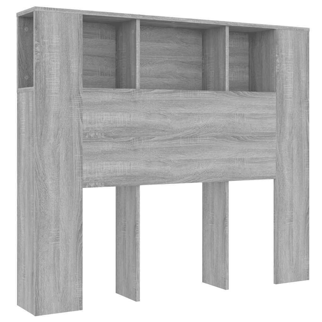 vidaXL Bett Kopfteil mit Ablagen Grau Sonoma 120x18,5x102,5 cm (1-tlg)