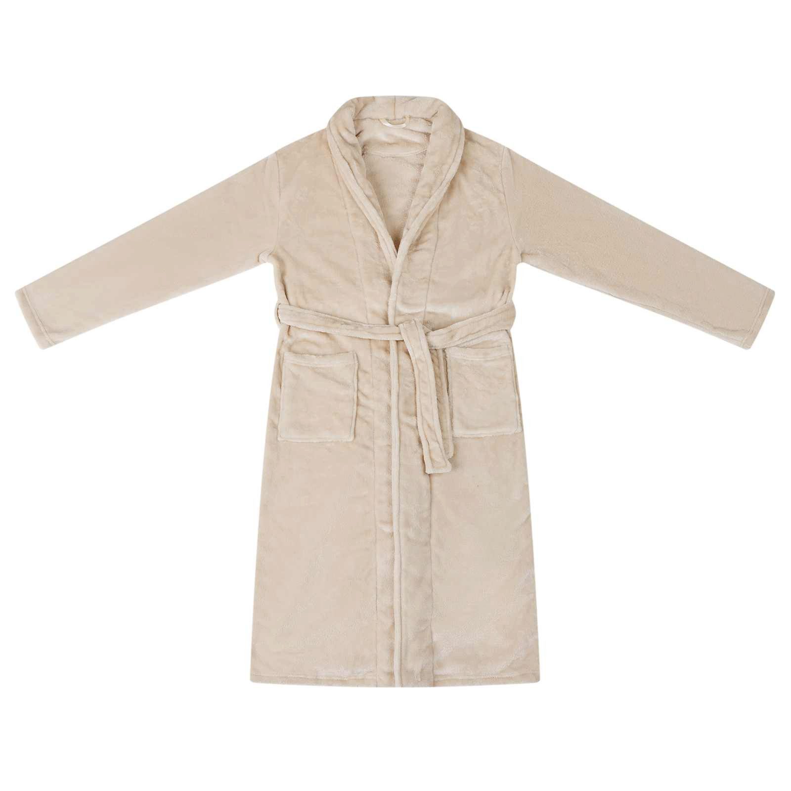 vidaXL Damenbademantel S Bademantel ohne Kapuze Beige s Flanell, 100% Baumwolle