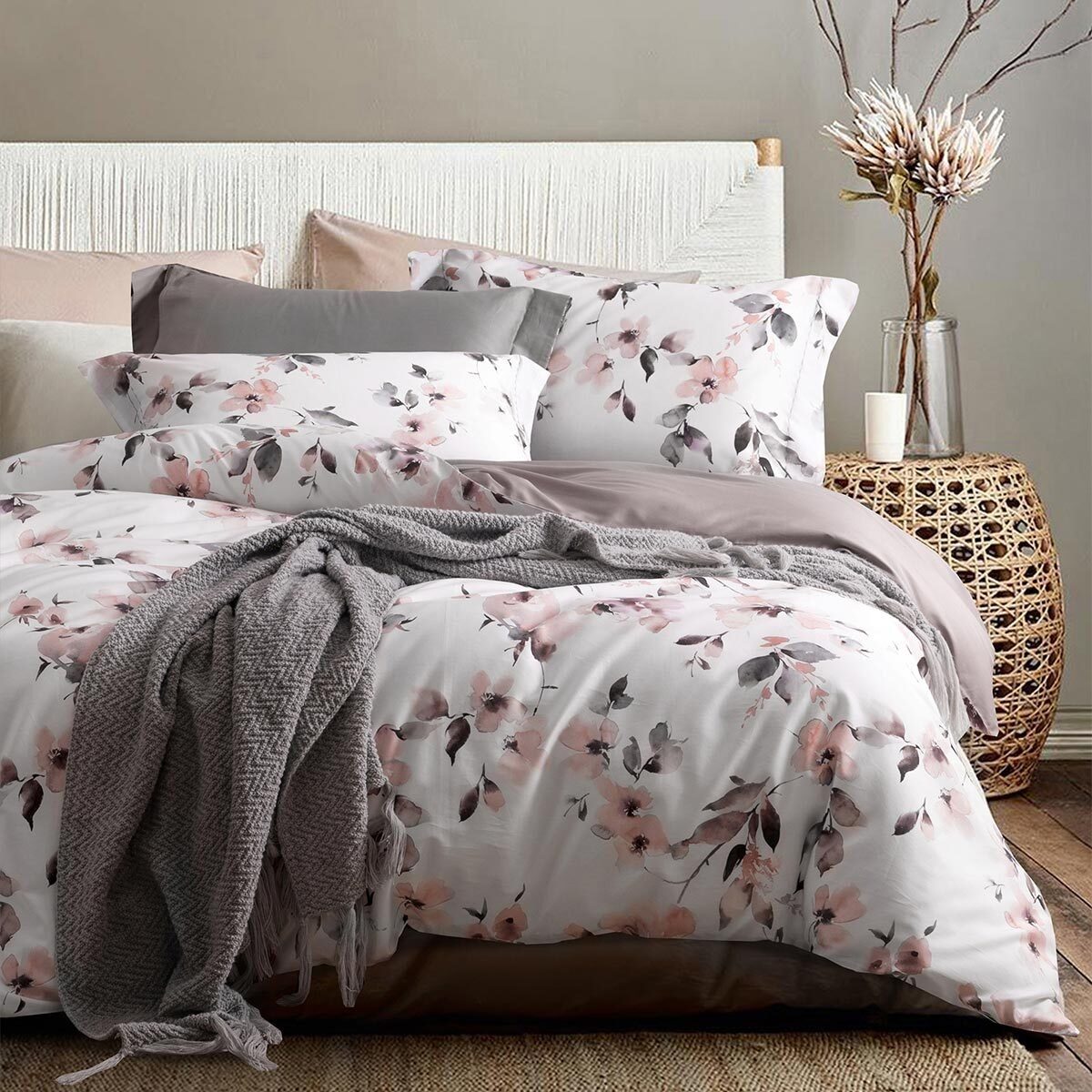 TRAUMSCHLAF Bettwäsche Leeds, Mako Satin, 2 teilig, florales Design mit sei günstig online kaufen