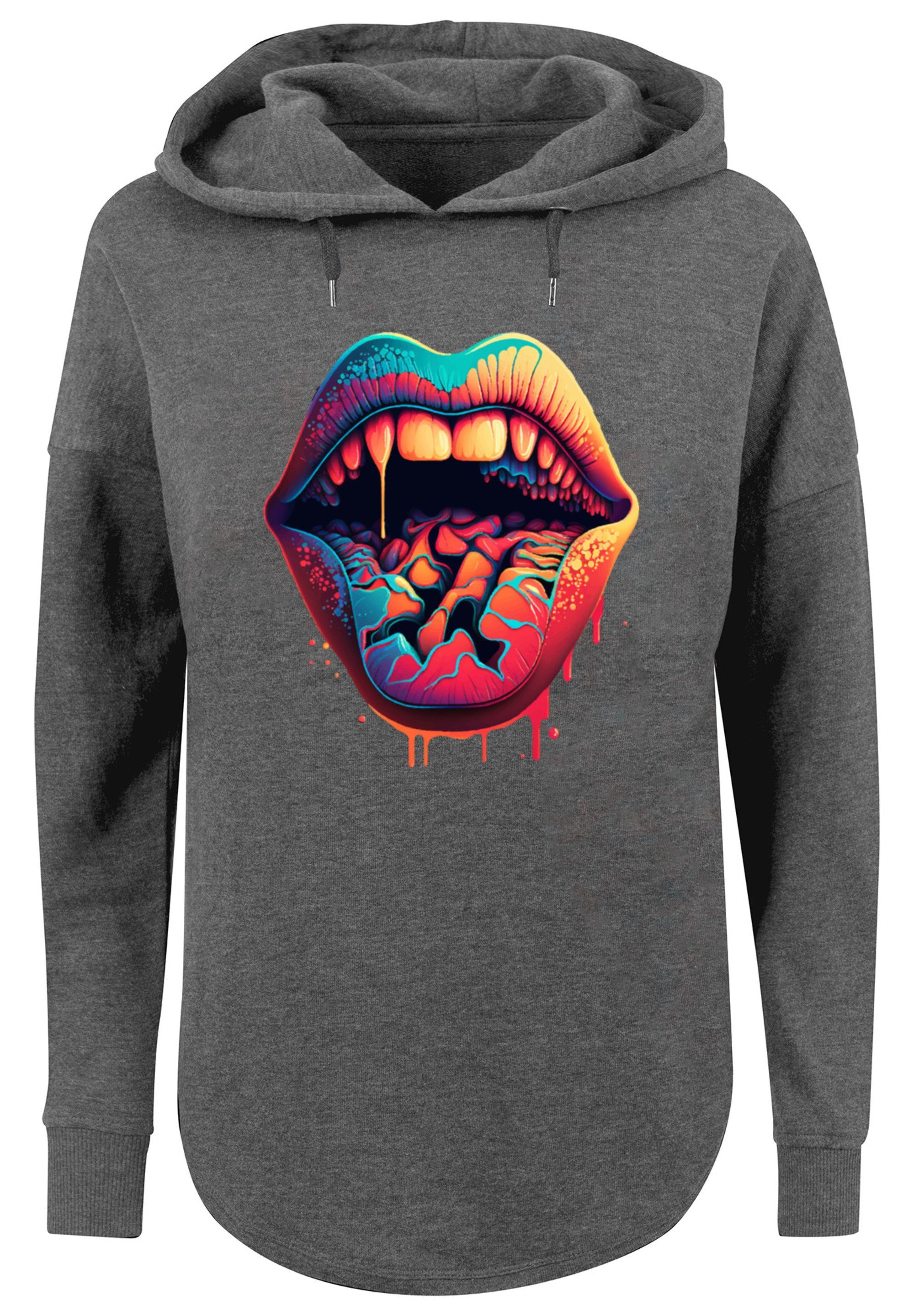 Lips OVERSIZE charcoal Kapuzenpullover Drooling F4NT4STIC Print HOODIE