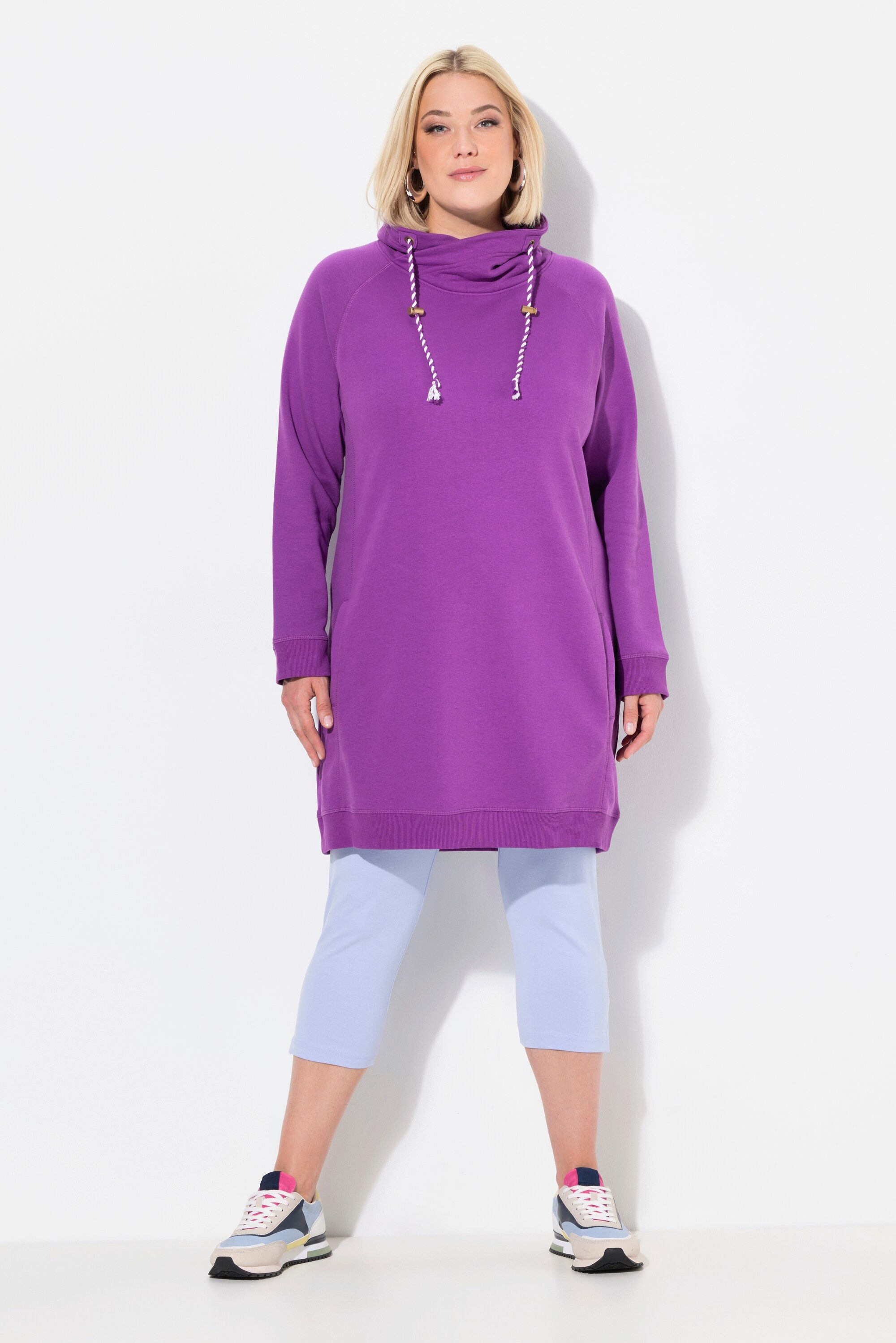 Ulla Popken Jerseykleid Sweatkleid Stehkragen Langarm günstig online kaufen