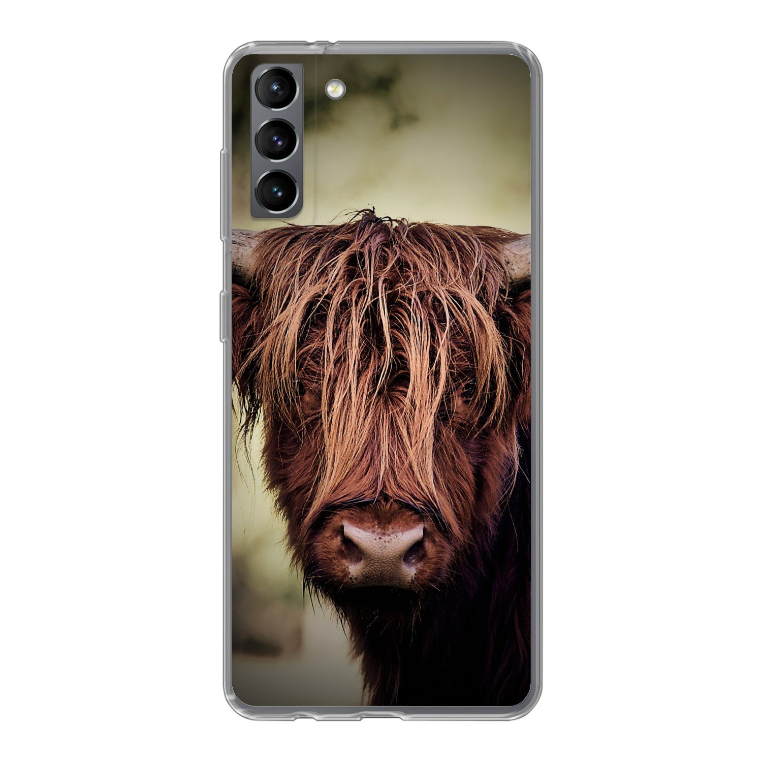 MuchoWow Handyhülle für Samsung Galaxy S21 Plus Schottischer Hochländer - Licht - Porträt, Phone Case, Silikon, Schutzhülle Dünn