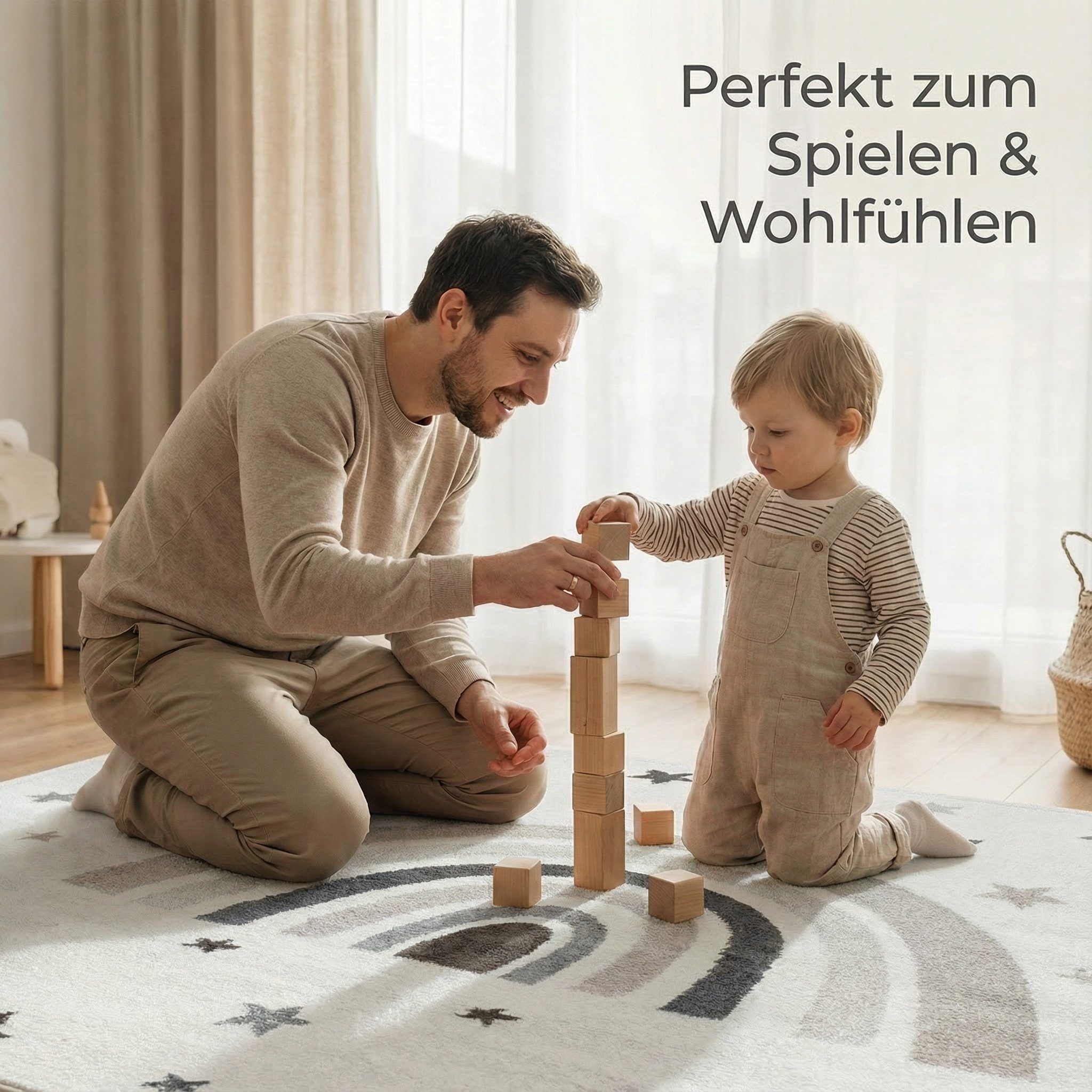 Jimri Kinderteppich DOT´S Teppiche für Kinderzimmer, Kinderzimmerteppich, Teppich, Läufer, Regenbogen – Bild 4 von 5