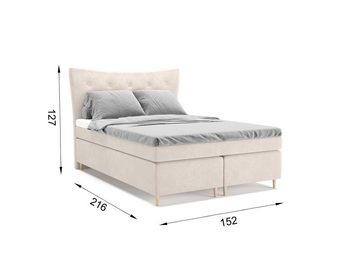 PANDA MÖBEL GmbH Boxspringbett Colorado, 140x200, 160x200, 180x200 Doppelbett, Polsterbett mit Kopfteil, Topper