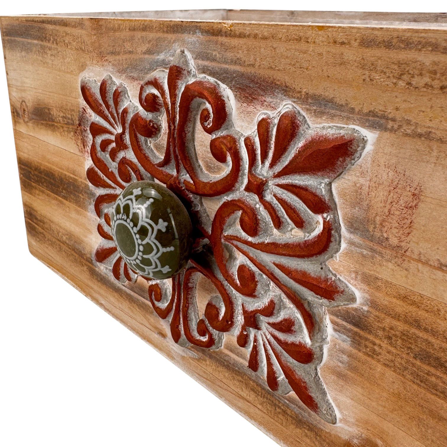 Online-Fuchs Blumentopf 2 Schubladen bis 28 cm groß - Kräutertopf, Blumentöpfe - innen & außen (für Küche, Wohnzimmer oder Balkon, 103), kunstvoll verzierte Fro – Bild 4 von 4