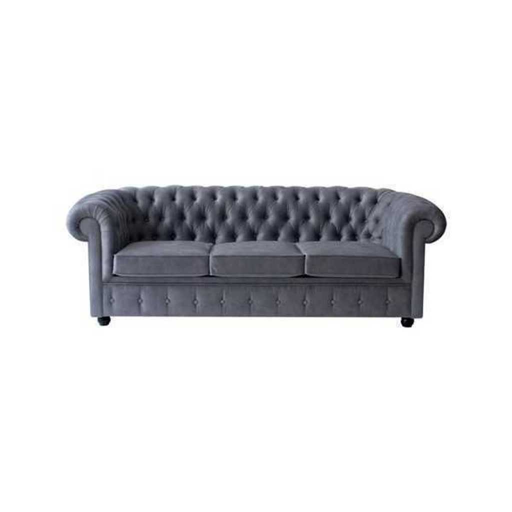 JVmoebel 3-Sitzer Chesterfield Grauer Dreisitzer Luxus Couch Designer Wohnzimmer Sofa, 1 Teile, Made in Europa